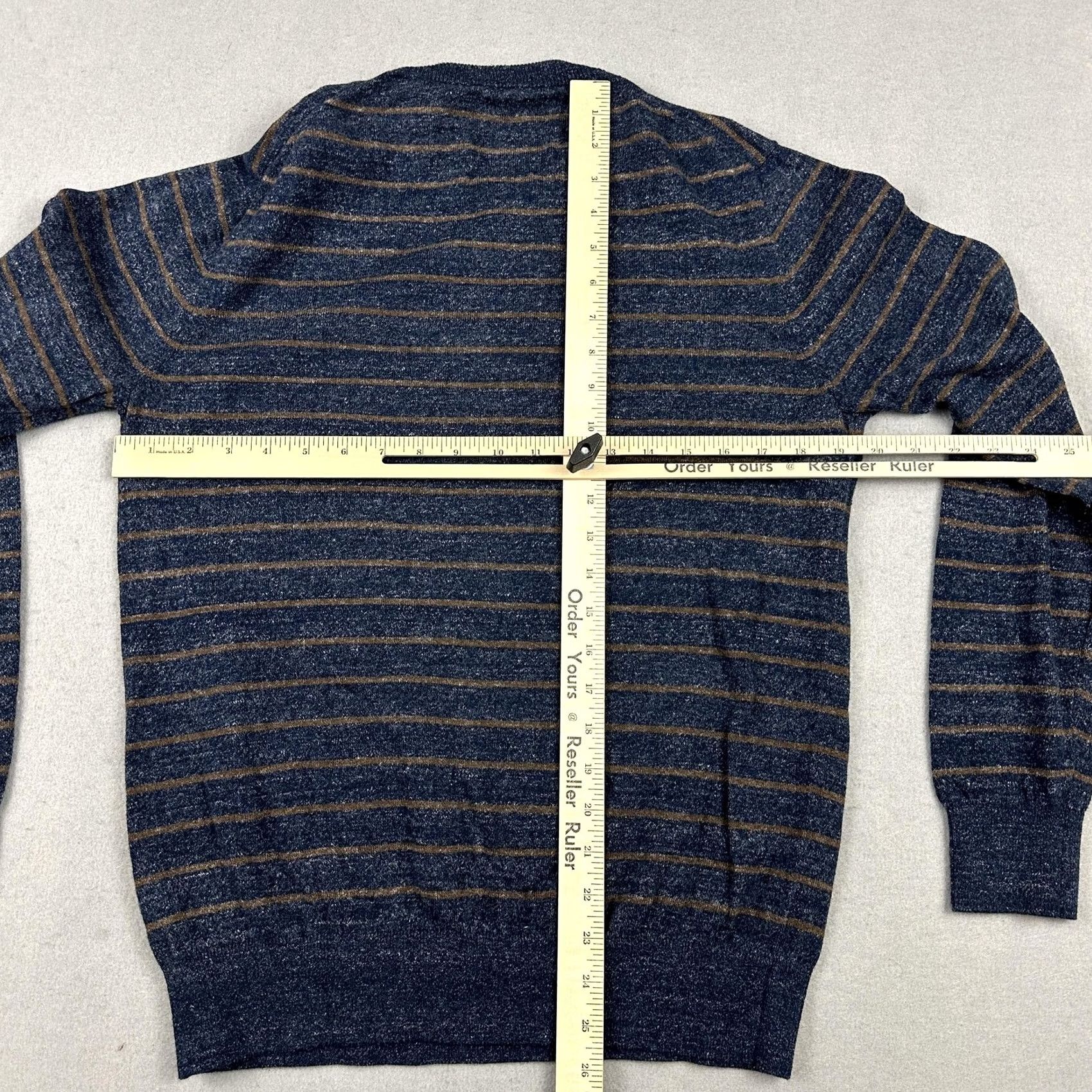 Faherty Faherty Sweater Mens Medium Blue Brown Stripe Cotton Crewneck Pullover Knit M Size US M / EU 48-50 / 2 - 4 Thumbnail