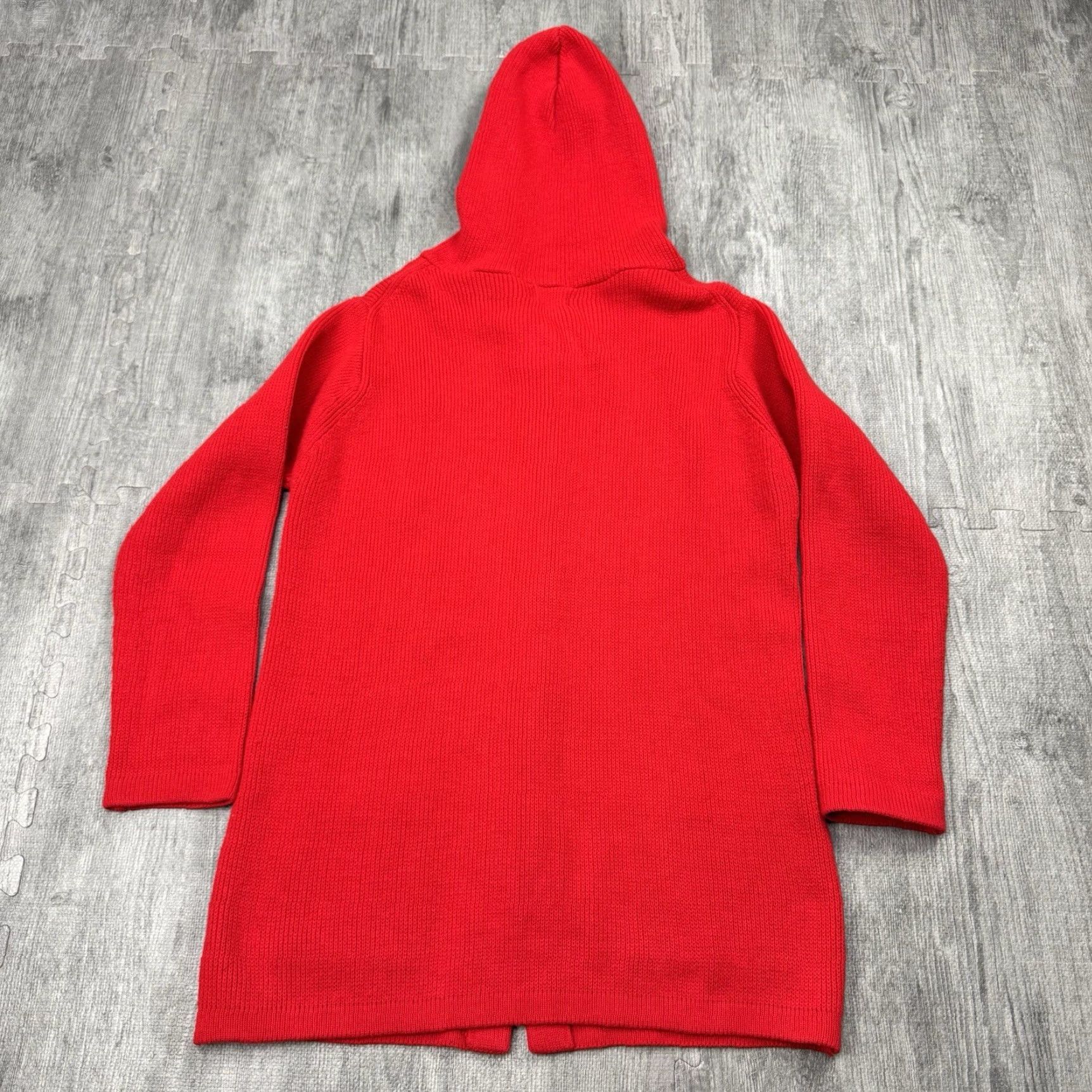 Sears VINTAGE 1970s SEARS RED HOODED KNIT CARDIGAN WOMENS M/L HEAVY ACRYLIC BOHO Size M / US 6-8 / IT 42-44 - 4 Thumbnail