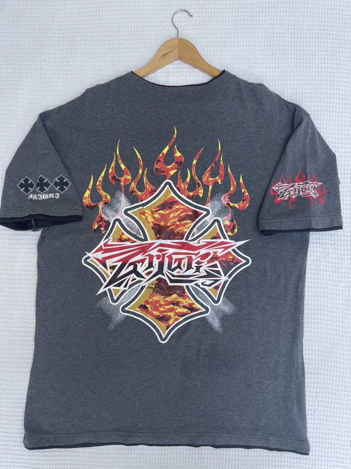 If Six Was Nine × Vintage Last Drop🔥Rare🔥Vintage Gri Gri Fire Big Logo T-Shirt Size US XXL / EU 58 / 5 - 12 Thumbnail