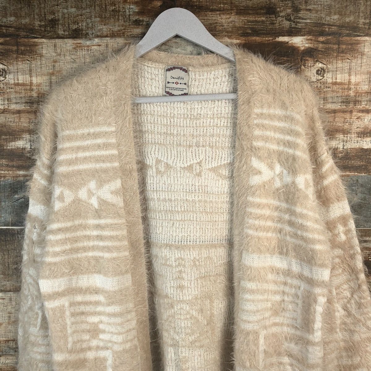 Japanese Brand DL Denifits Navajo fur shaggy mohair Cardigan Knitwear #C333 Size L / US 10 / IT 46 - 4 Thumbnail