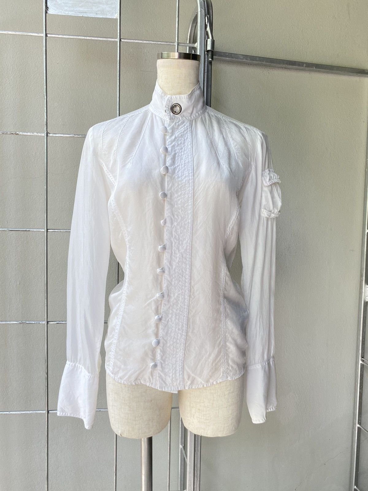Diesel DIESEL White High-Collar Blouse Shirt Size S / US 4 / IT 40 - 8 Thumbnail