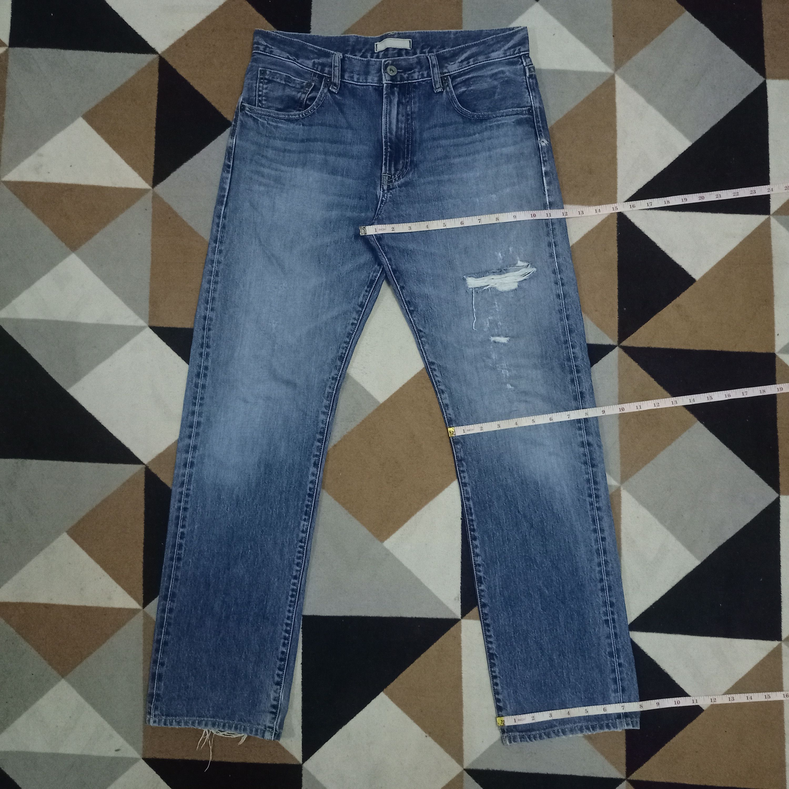 Japanese Brand × Uniqlo Vintage Uniqlo Selvedge Blue Wash Distressed Loose Jeans Size US 32 / EU 48 - 10 Thumbnail