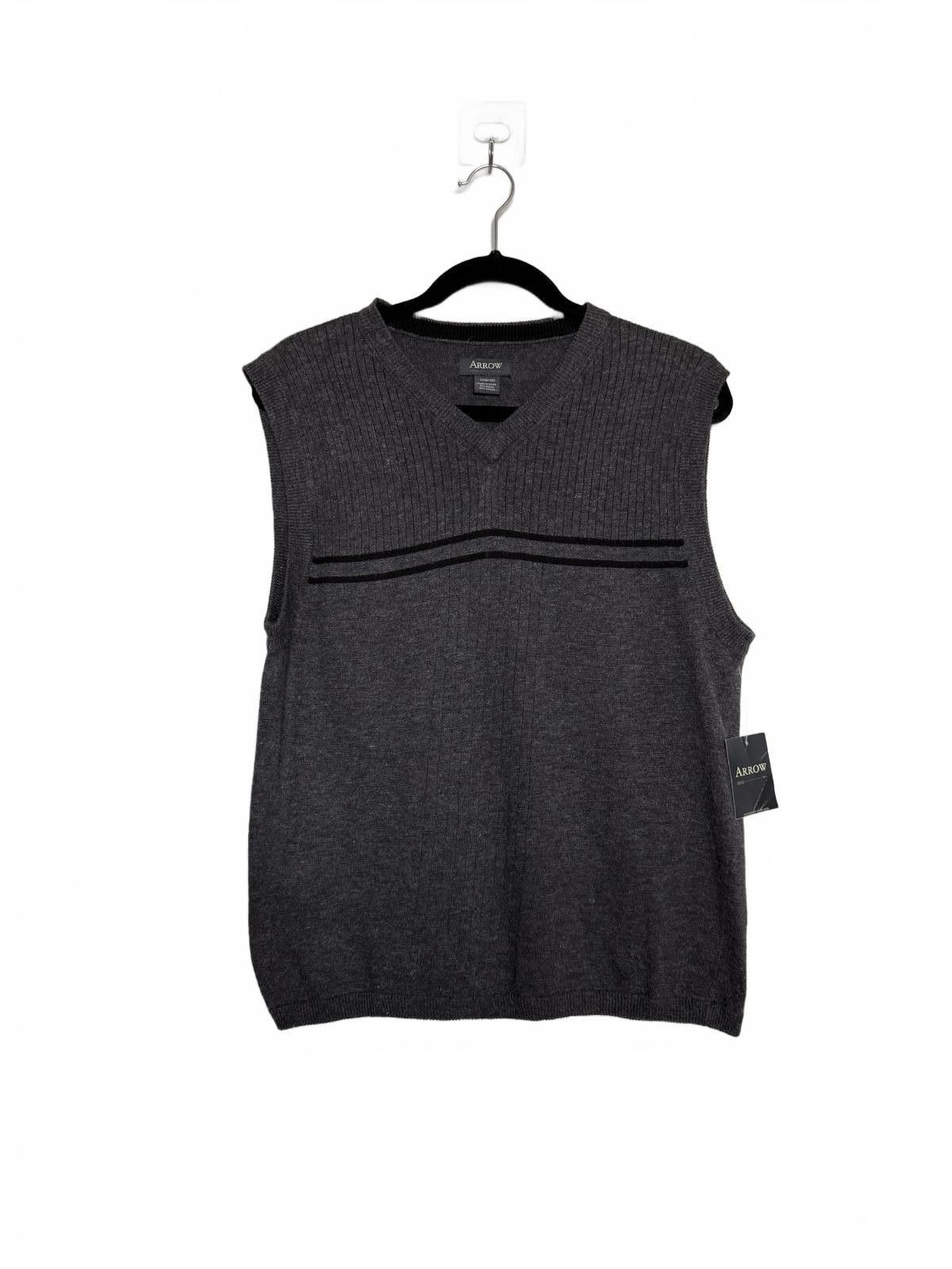 Arrow 90s Fine Charcoal Gray Sleeveless Sweater Vest Size US L / EU 52-54 / 3 - 1 Thumbnail