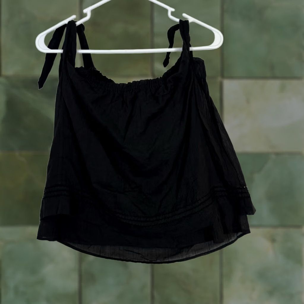 Paige Paige Blouse Women M Black Cotton Knit Sleeveless Knotted Shoulder Elastic Neck W278 Size M / US 6-8 / IT 42-44 - 1 Thumbnail