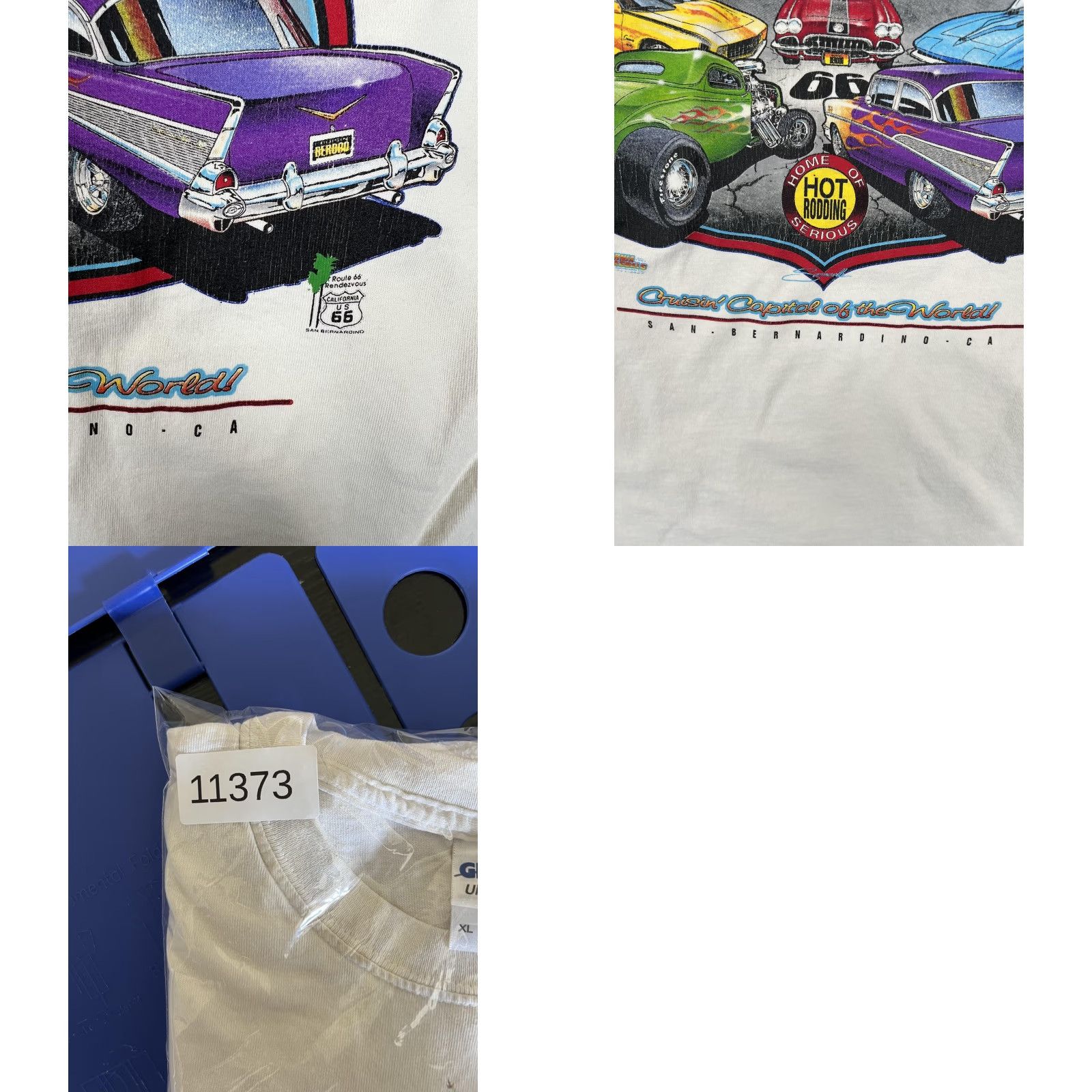 Gildan VINTAGE Route 66 Cruisin' Berdoo T-Shirt Mens XL White Hot Rod Cars San Bernardino CA Size US XL / EU 56 / 4 - 9 Thumbnail