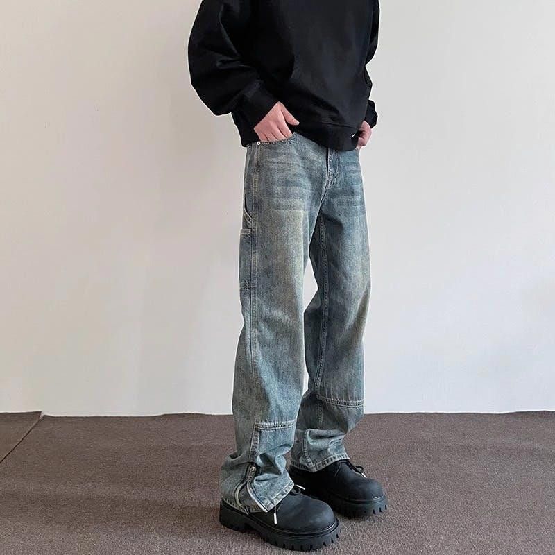 image of Faded Wash Denim Jeans, Grunge Jeans, Opium Jeans in Blue, Men's (Size 32)