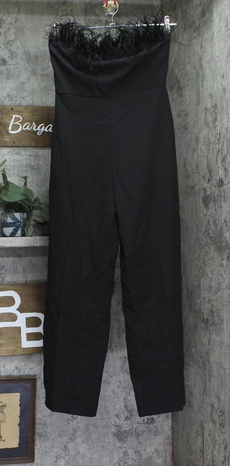 Other Sam Edelman Women's Feather-trim Jumpsuit 40h144-s4 Black 6 Size 28" / US 6 / IT 42 - 1 Thumbnail