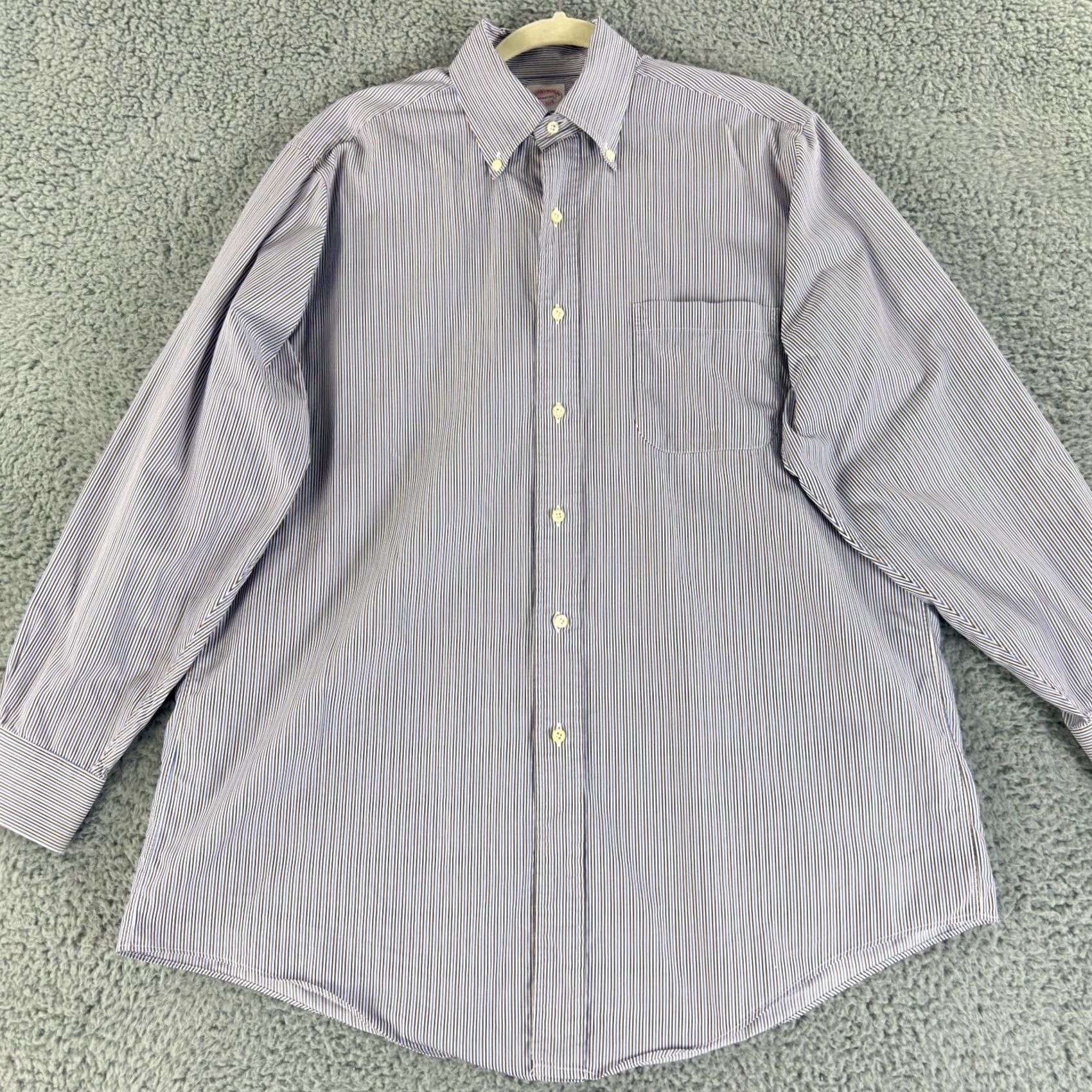 Brooks Brothers Brooks Brothers Makers Button Down Shirt Mens XL Blue Brown Stripe Long Sleeve Size US XL / EU 56 / 4 - 3 Thumbnail