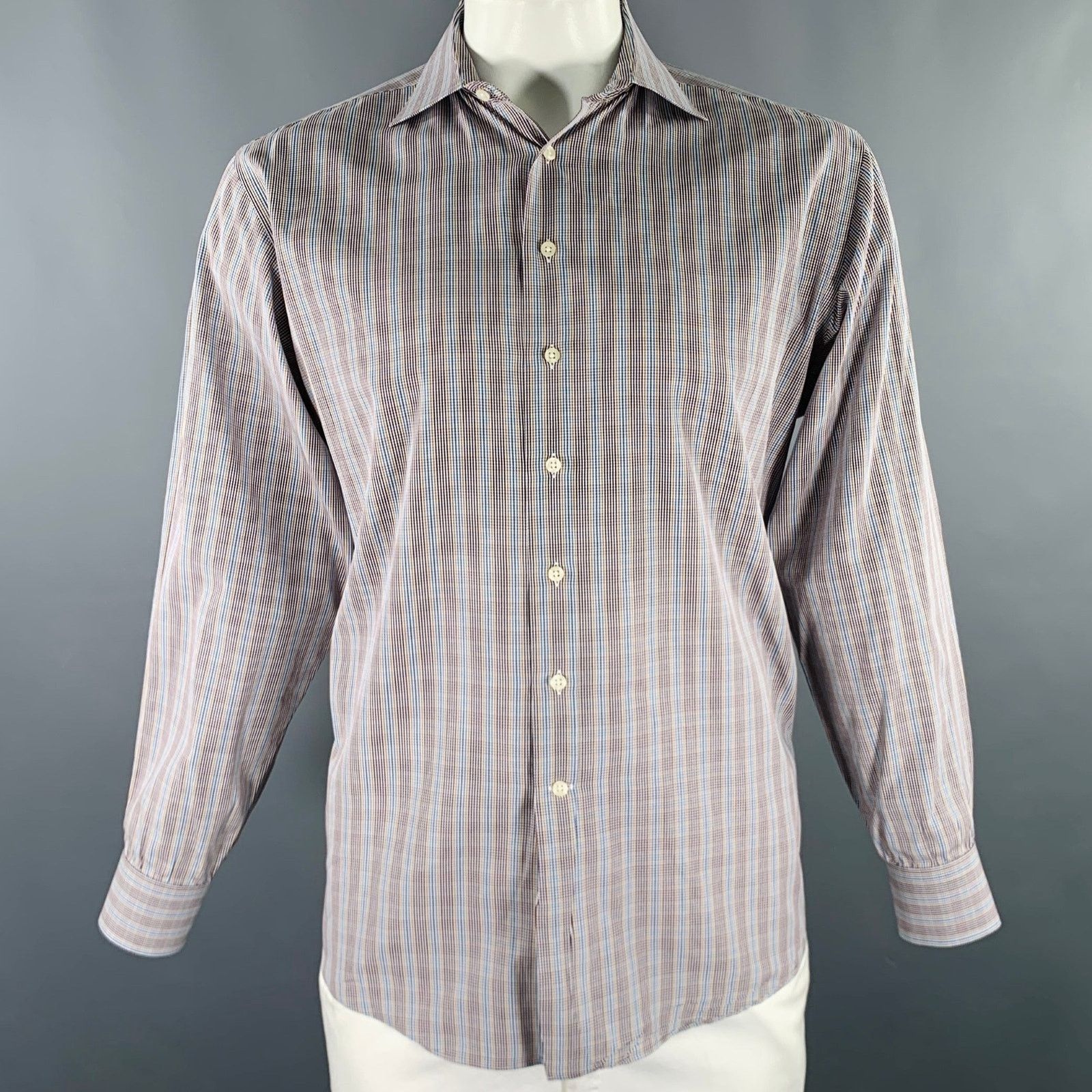 Size XL Multi Color Checkered Cotton Long Sleeve Shirt