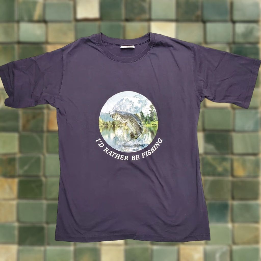 Vintage Vintage Fishing Shirt Mens Large Blue Largemouth Bass Short Sleeve Outdoor TEE Size US L / EU 52-54 / 3 - 1 Thumbnail