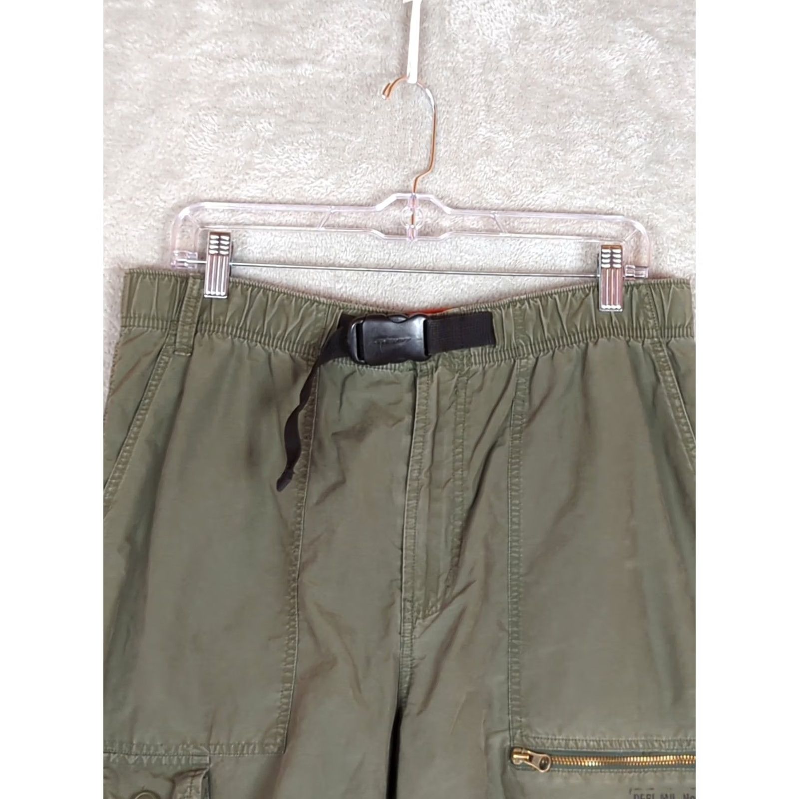 Old Navy VINTAGE Old Navy Cargo Pants Men M Green Baggy Streetwear Gorpcore 30in Zip Belted Cargo Pocket Straight Mens Size US 31 - 3 Thumbnail