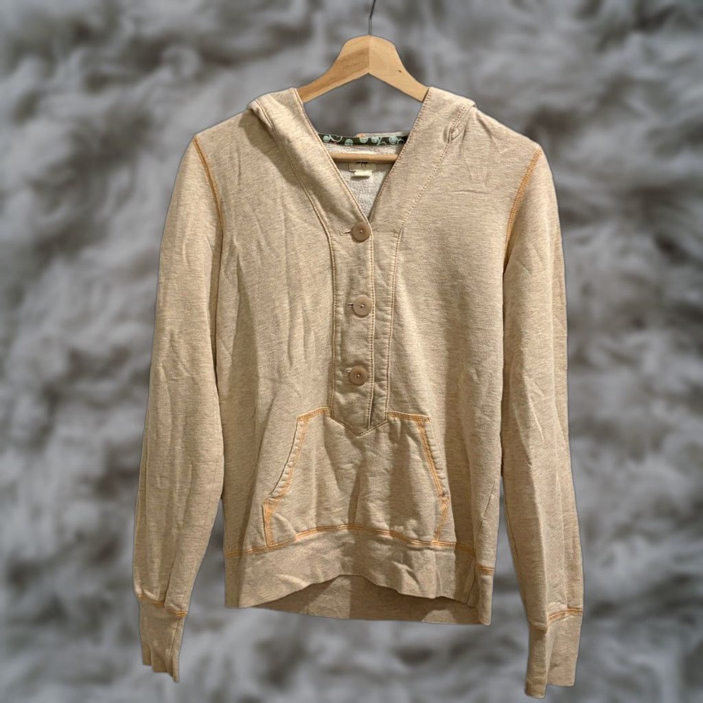 Free People VINTAGE Free People Henley Sweatshirt Womens M Oatmeal Hoodie Size M / US 6-8 / IT 42-44 - 1 Thumbnail