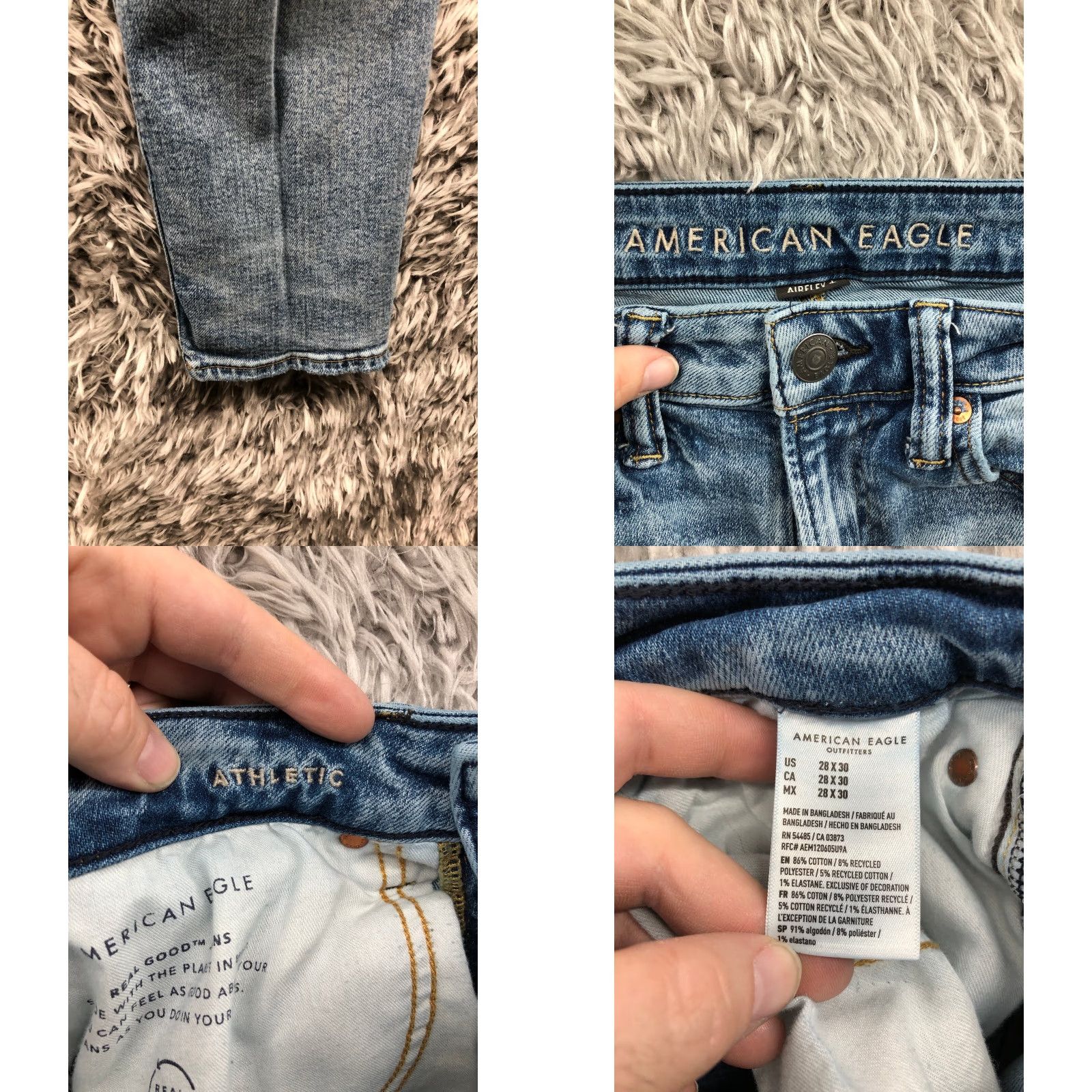 American Eagle Outfitters American Eagle Athletic Jeans Mens Size 28x30 Straight Leg Wash Blue Denim Size US 28 / EU 44 - 8 Thumbnail