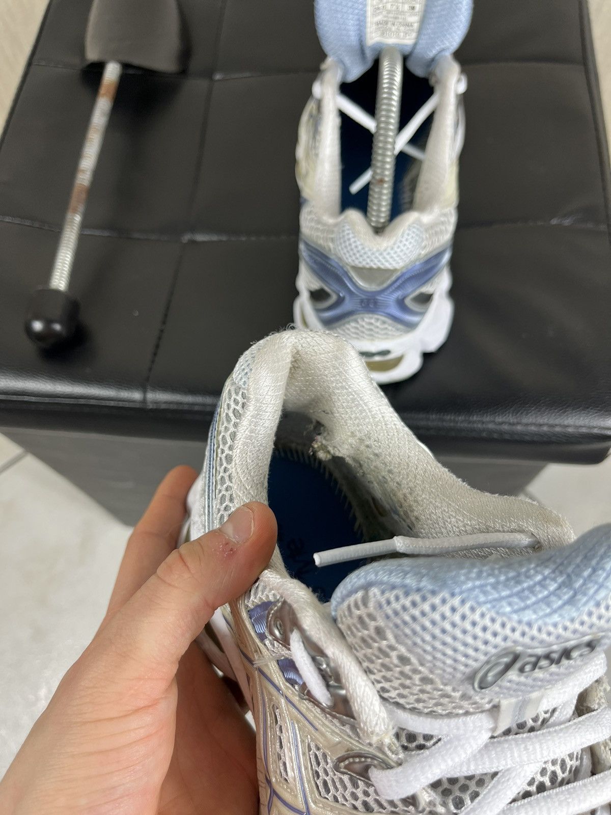 Vintage Asics gel nimbus 12 silver blue mesh sneakers shoes