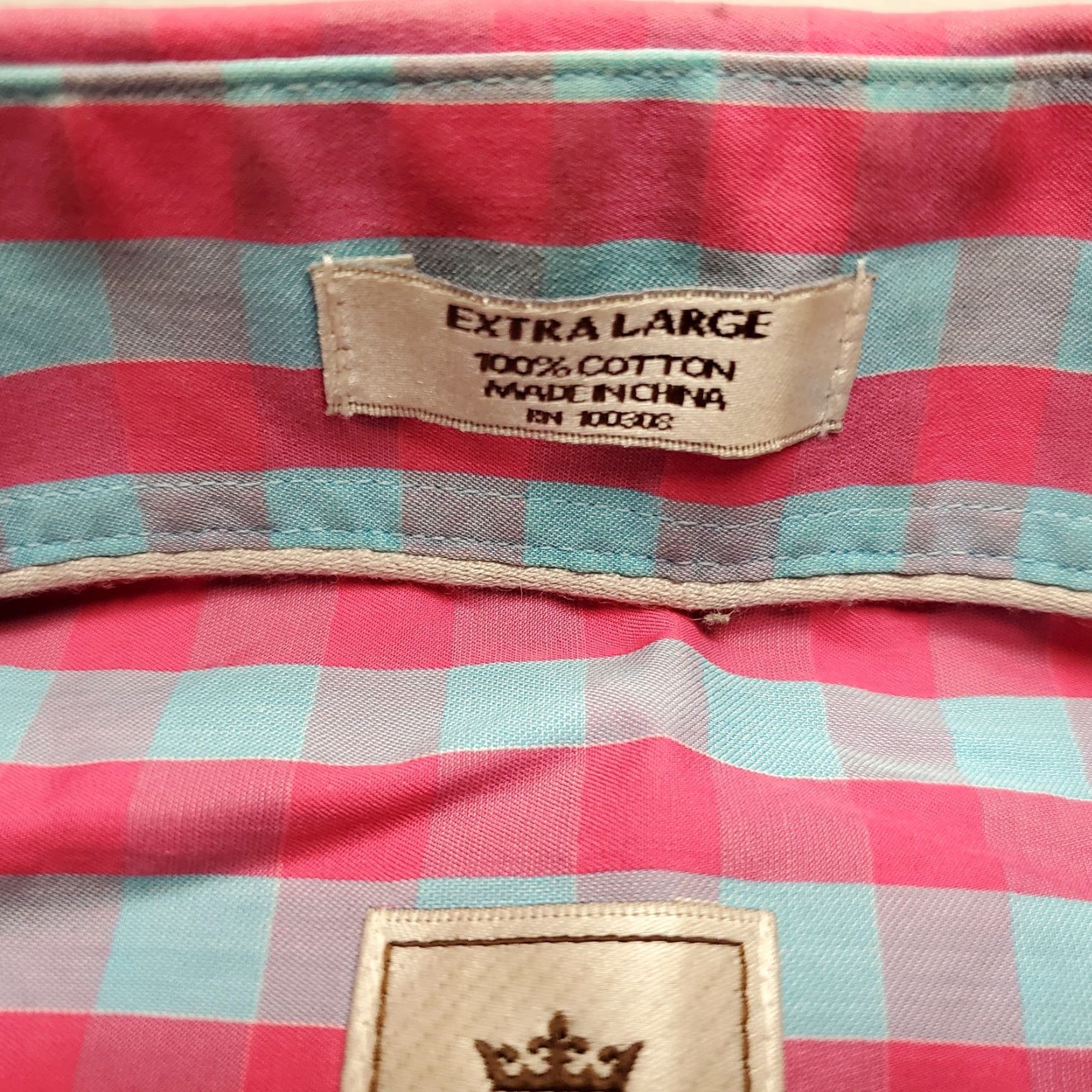 UNTUCKit VINTAGE Peter Millar Shirt Mens Extra Large Blue Pink Gingham Plaid Check Long Sleeve Size US L / EU 52-54 / 3 - 4 Thumbnail