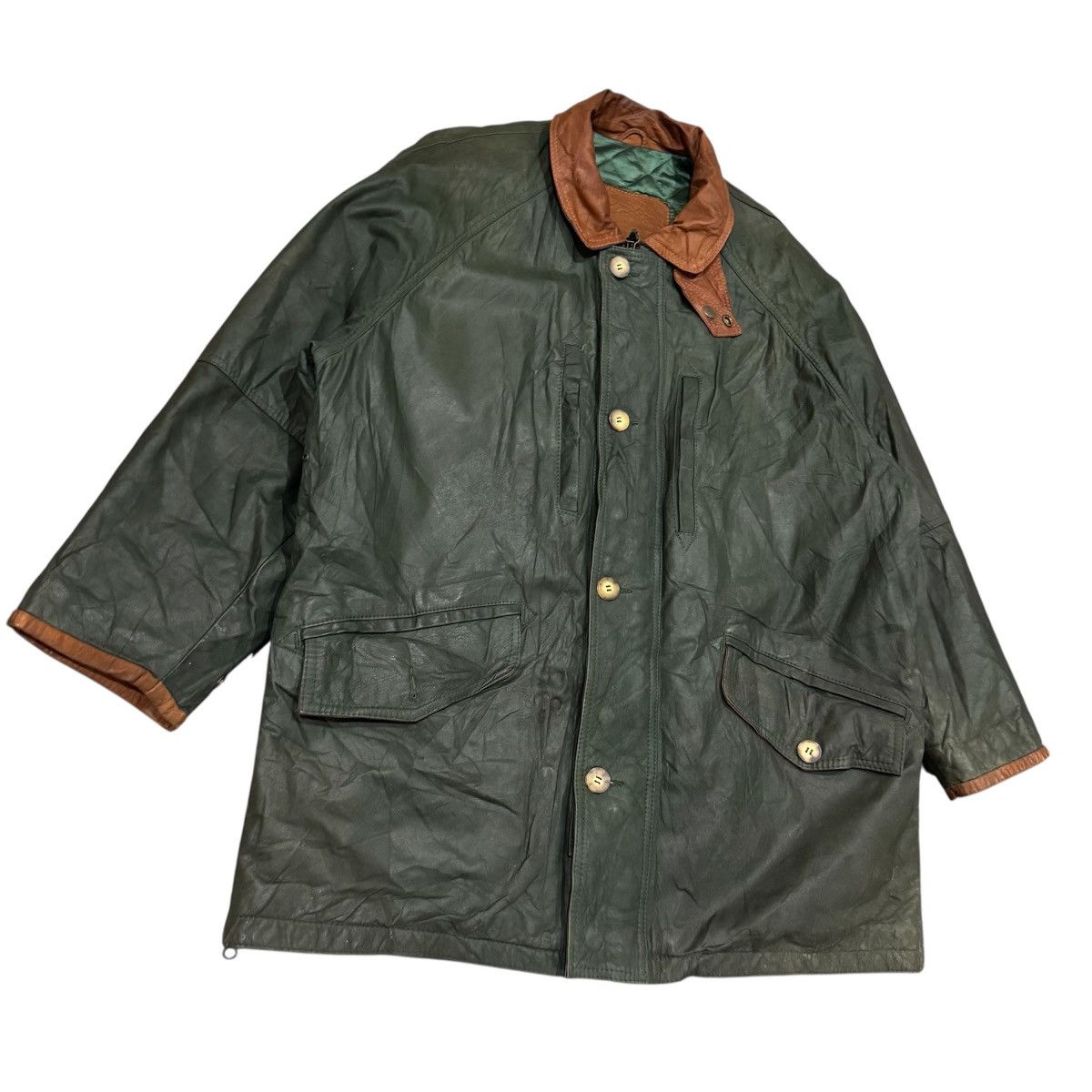 Genuine Leather Vtg Gruno & Chardin Leather Field Jacket Dark Forest Green Size US XL / EU 56 / 4 - 3 Thumbnail