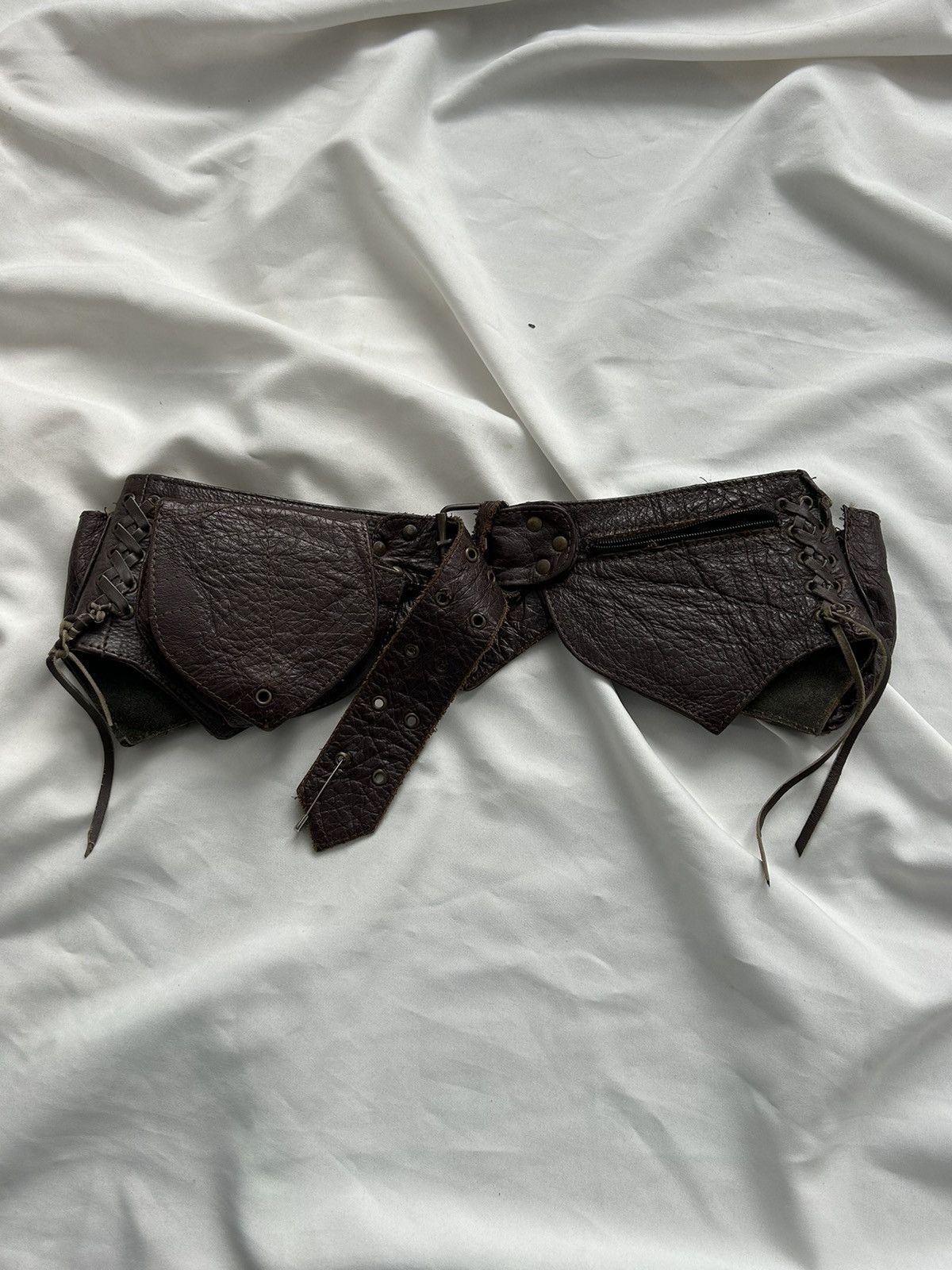 Rare Vintage Leather Brown Belt with pocket