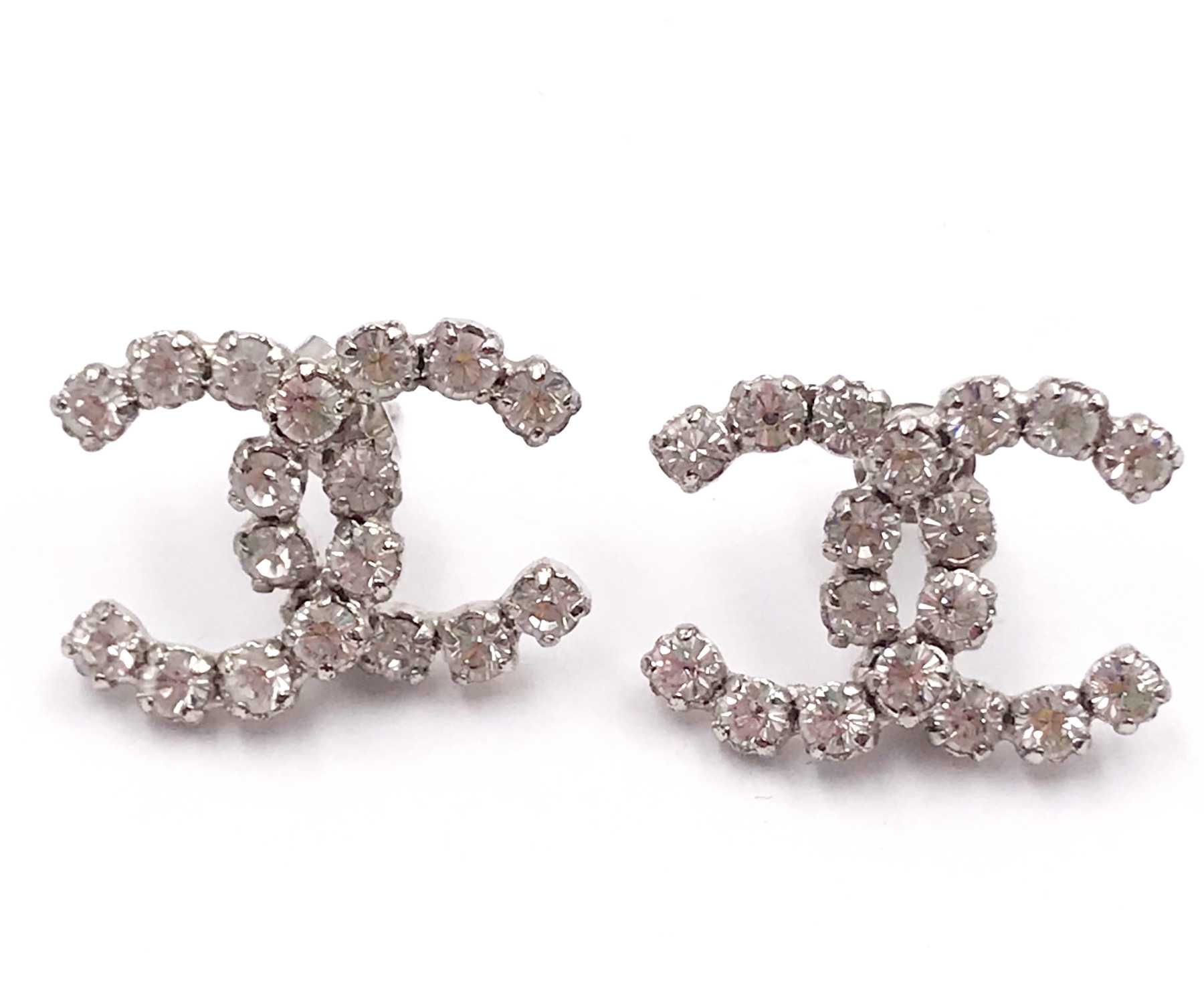 Chanel Chanel Silver CC Rocky Super Shiny Crystal Earrings