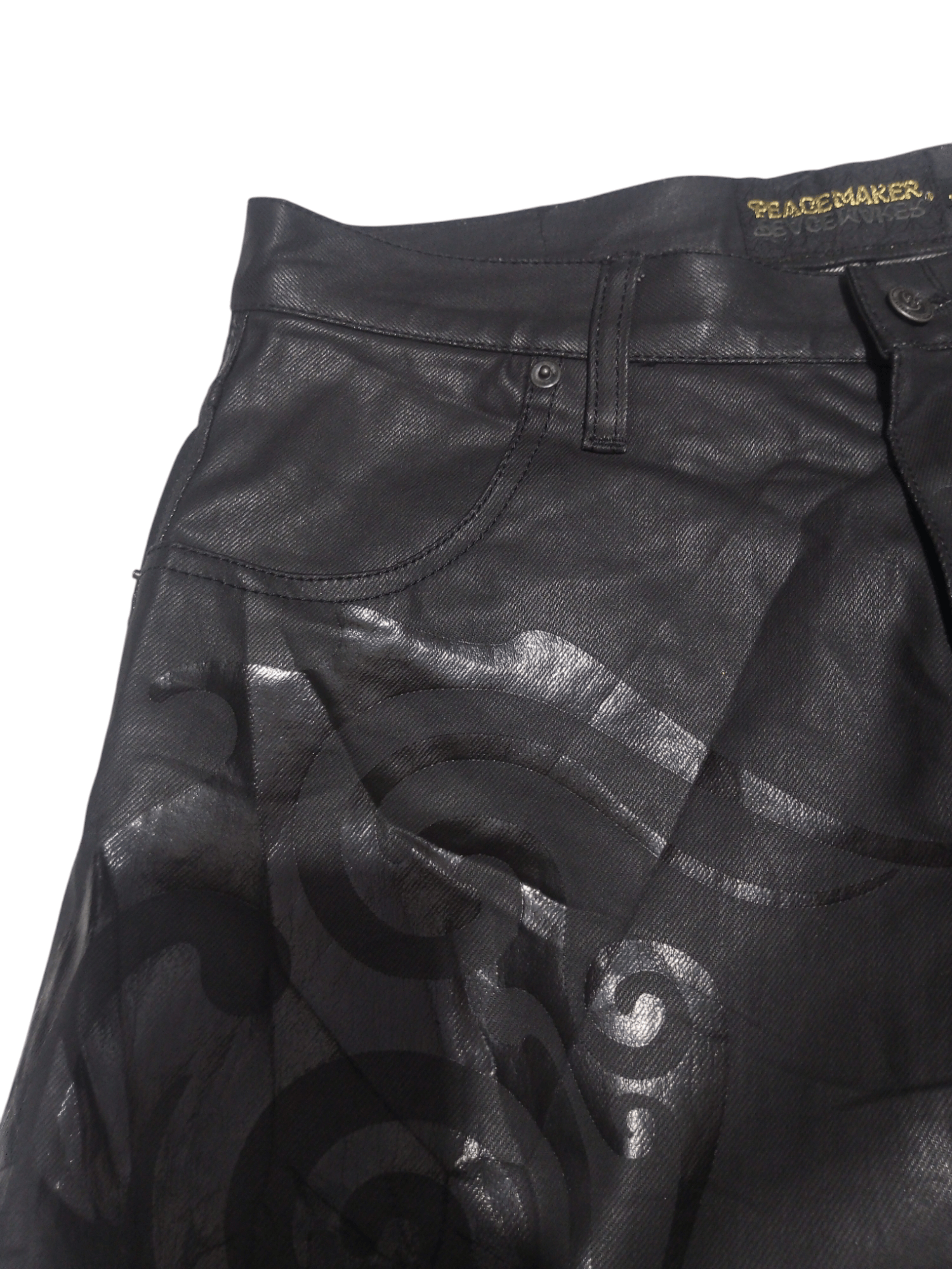 20471120 Vintage peacemaker tribal black on black wax denim Size US 29 - 5 Thumbnail