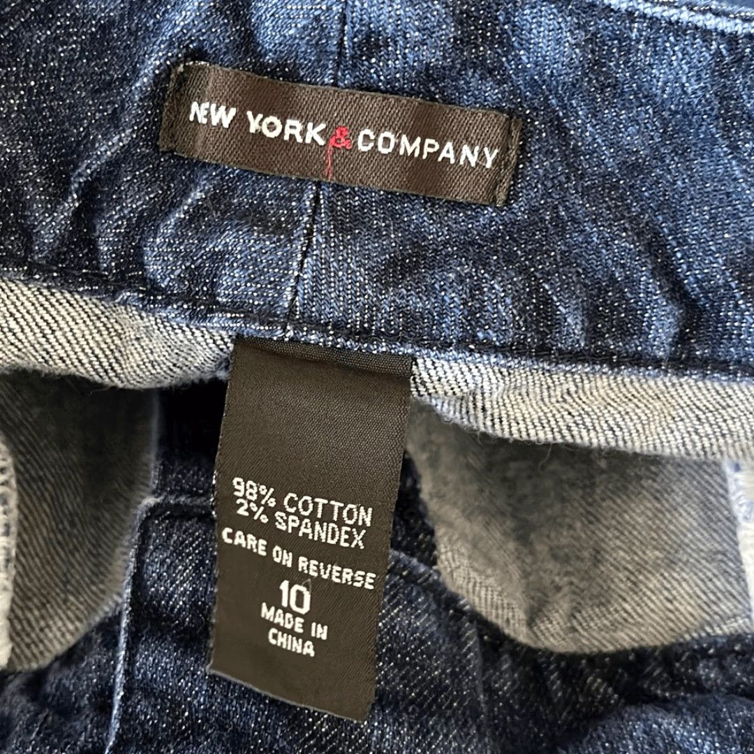 Vintage New York & Company Women’s Dark Wash Midi Jean skirt size 10 Metal Pockets Size 32" / US 10 / IT 46 - 4 Thumbnail