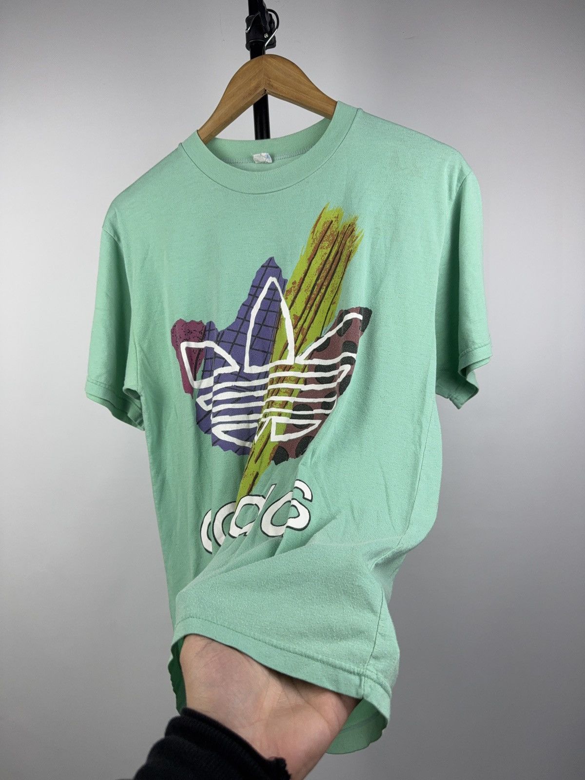 Adidas Vintage Retro Rare 80s Adidas Trefoil Logo Graphic Tee Green Size US M / EU 48-50 / 2 - 6 Thumbnail