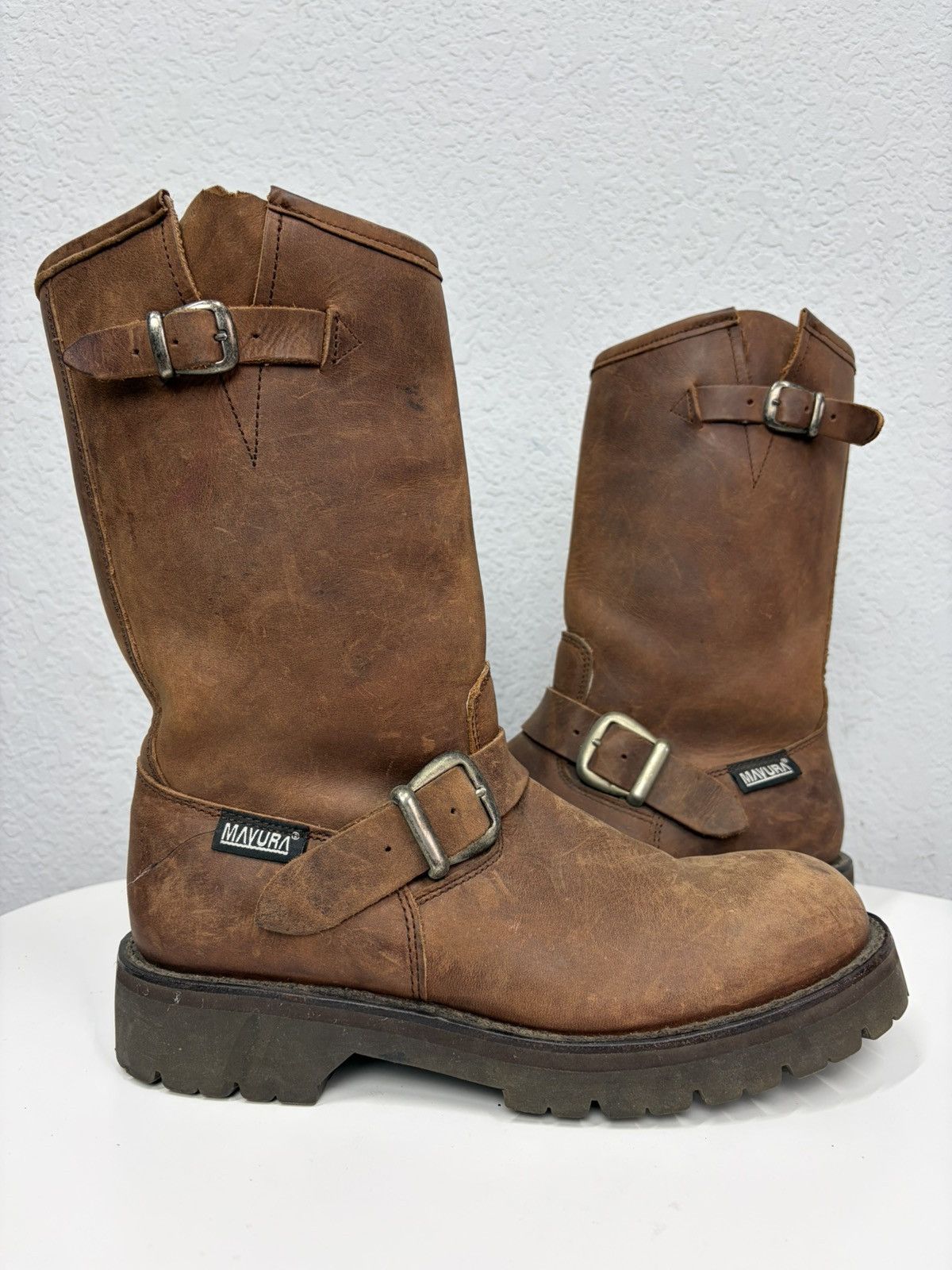 Harley Davidson Double Buckle Black Moto Boots Red Wing Frye Guidi Inspired Size US 8 / EU 41 - 3 Thumbnail
