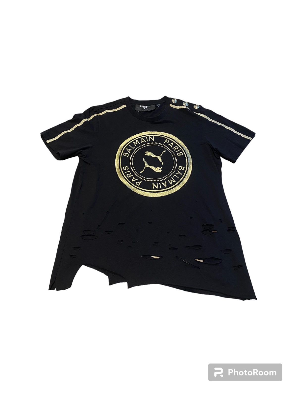 image of Balmain Paris Puma T-Shirt in Black, Men's (Size Medium)