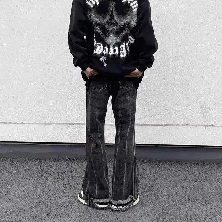 Japanese Brand Loose fitting straight black gray jeans Size US 32 / EU 48 - 3 Thumbnail
