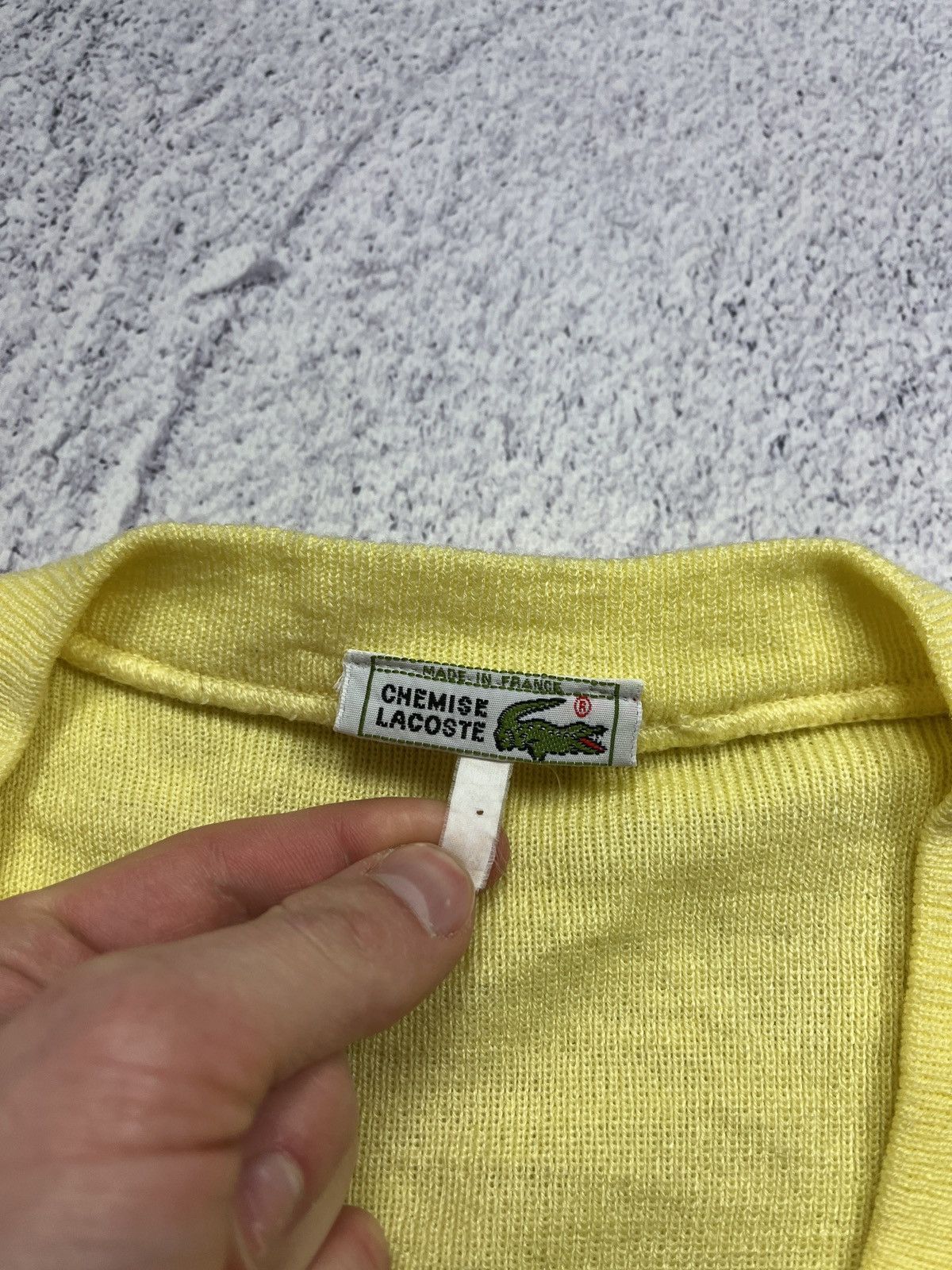 Lacoste × Vintage Vintage Chemise Lacoste Made in France Yellow V Neck Sweater Size US M / EU 48-50 / 2 - 9 Thumbnail