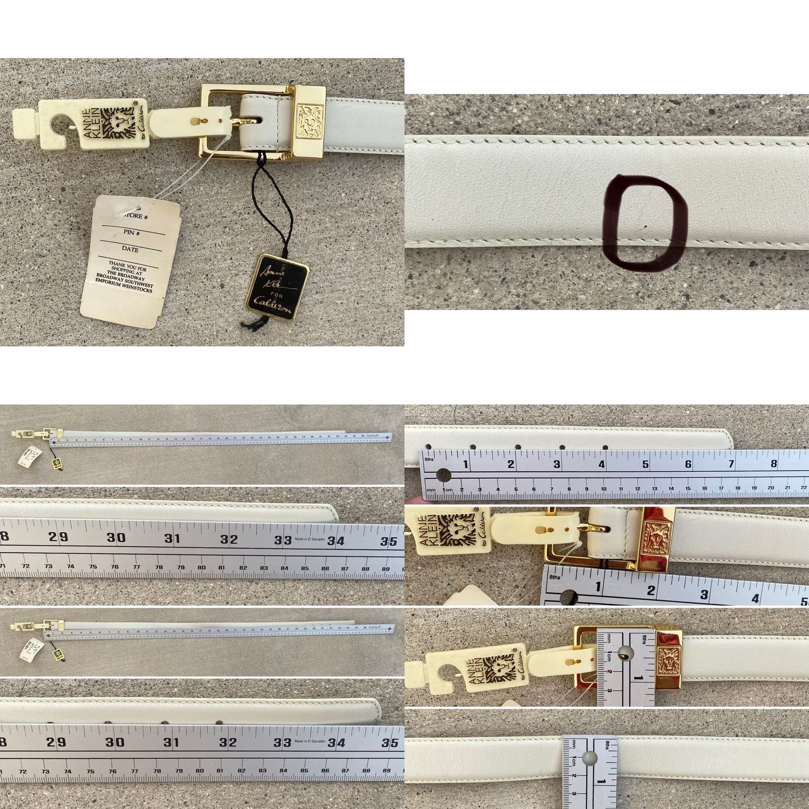 Anne Klein VINTAGE Anne Klein Leather Belt Cream Gold Buckle Lion Logo Medium NOS Women Belt Ivory Lion Logo 80s 90s Size ONE SIZE - 11 Thumbnail