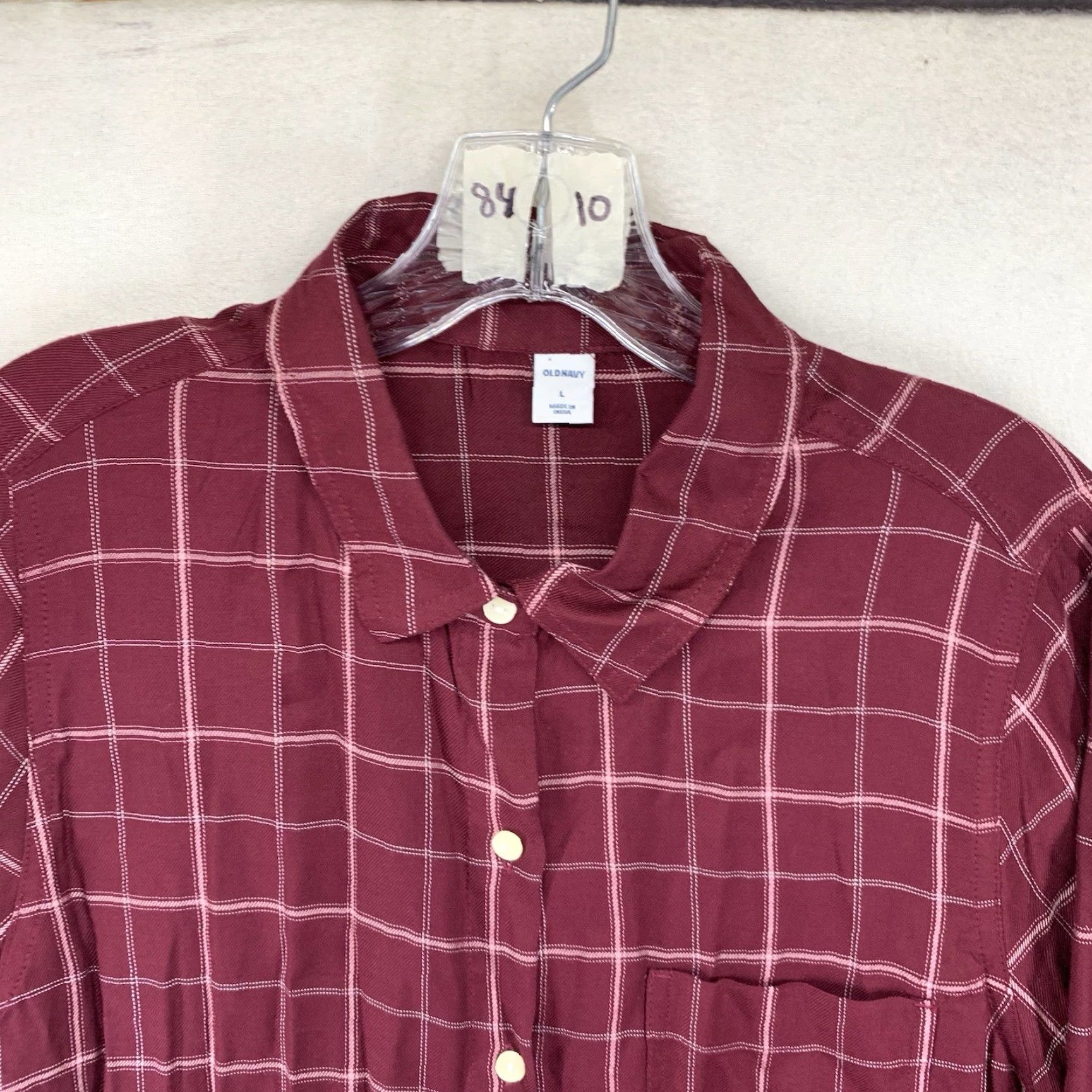 Old Navy Vintage Old Navy Womens Rayon Plaid Button-Up Shirt Large Casual Long Sleeve Collared Red Size L / US 10 / IT 46 - 5 Thumbnail