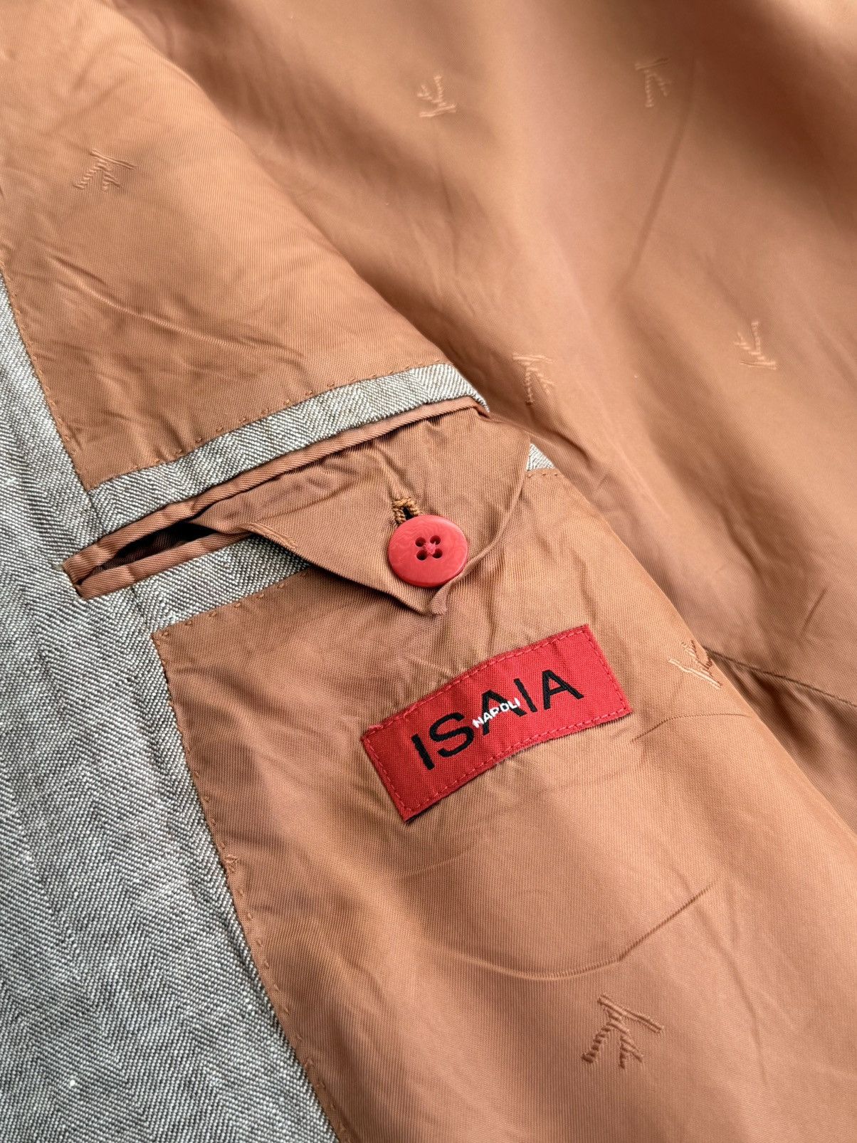 Isaia Isaia Napoli Beige Linen Blazer 3-Button Tailored Jacket Size 42R - 11 Thumbnail