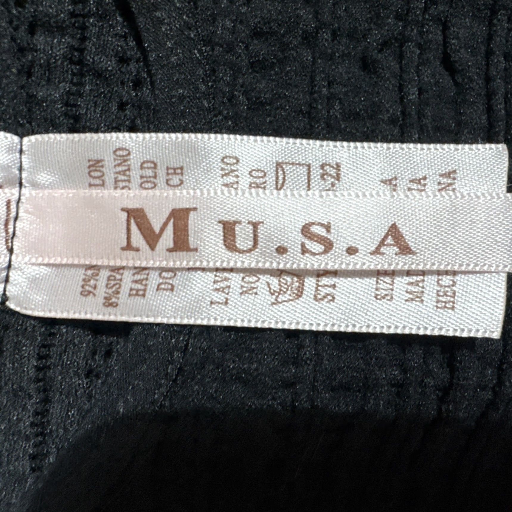 Vintage MUSA Retro Y2K Dress One Size Bodycon Mini Sleeveless Scoop Neck Waffle Knit Nylon Spandex Black Size ONE SIZE - 5 Thumbnail