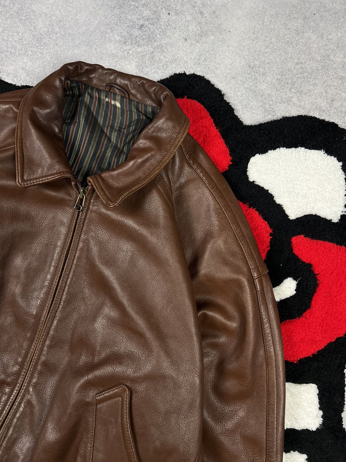 Genuine Leather Vintage Brown Boxy Soft Leather Bomber USA Faded Jacket Size US XL / EU 56 / 4 - 7 Thumbnail