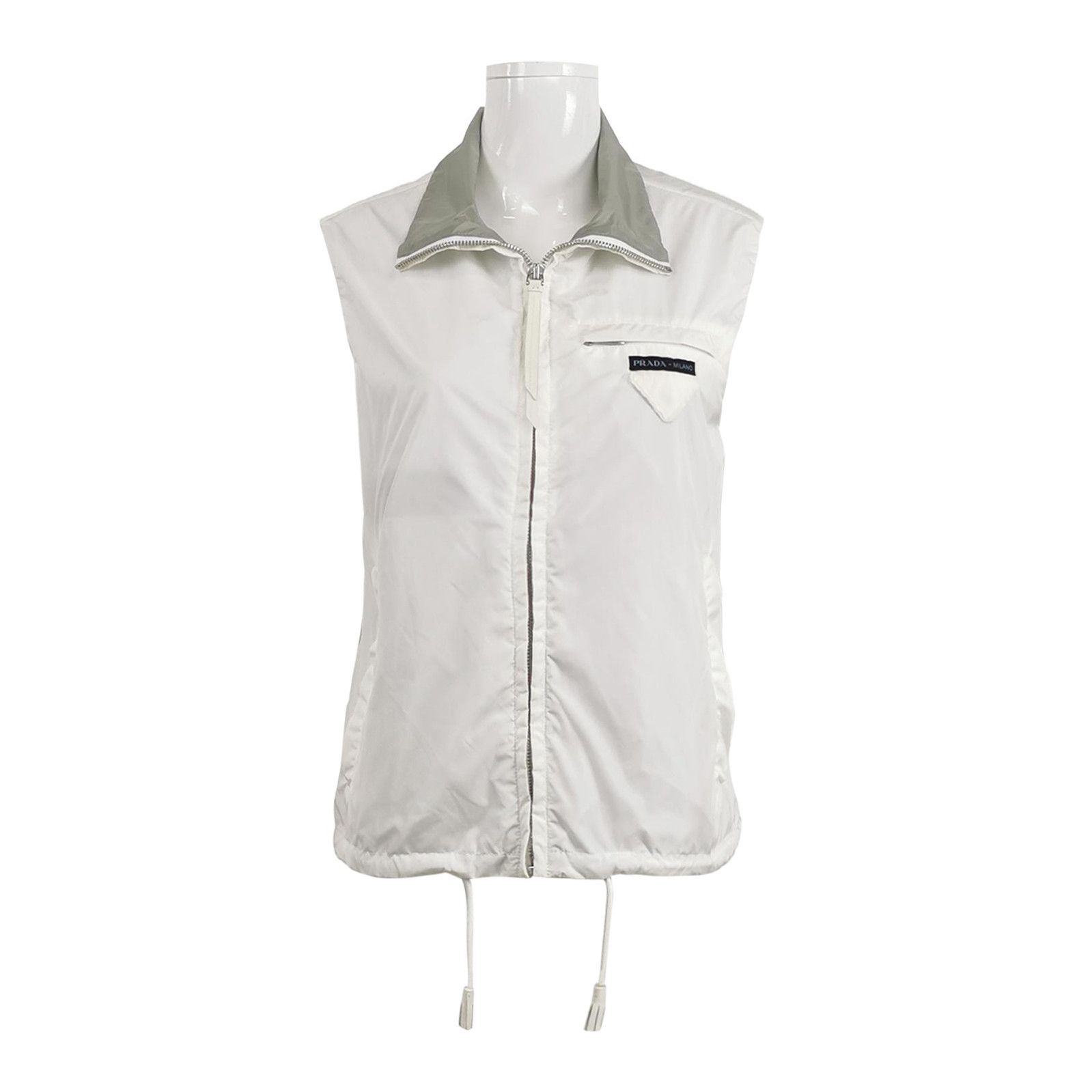Prada Prada Logo Zip Collar Vest in White - dmc Size S / US 4 / IT 40 - 1 Thumbnail