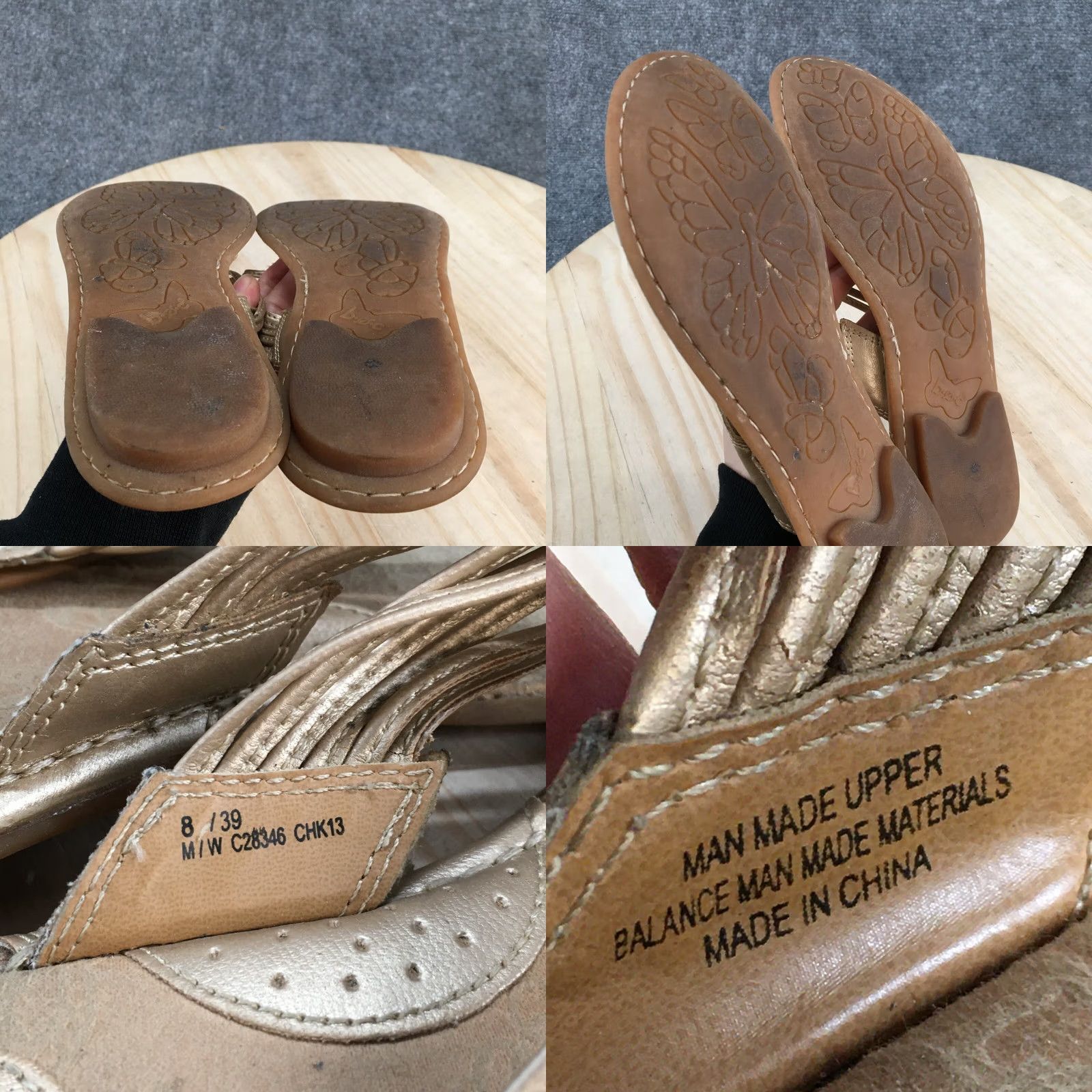 Born Born Concept Sandals Womens 8 Slip On Flat Thong C28346 Gold Faux Leather Size US 8 / IT 38 - 9 Thumbnail
