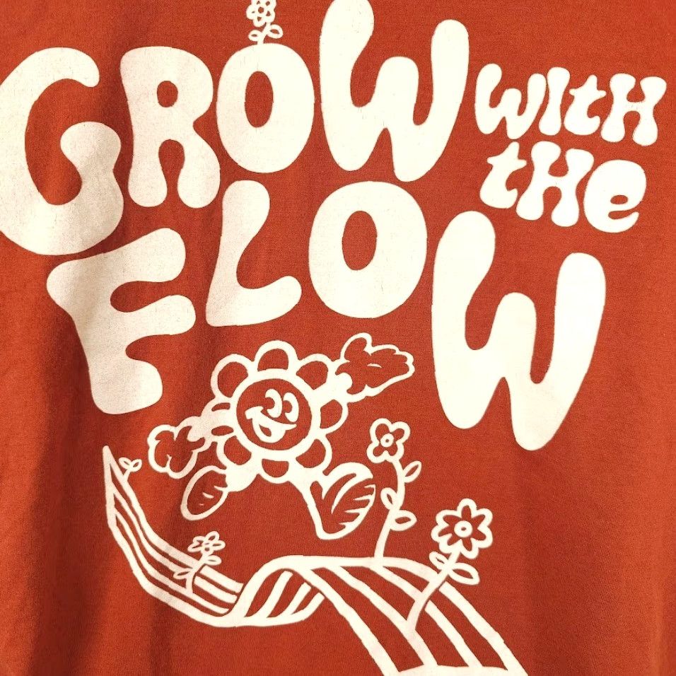 Vintage Happy Flower T Shirt Mens Size Medium Orange Grow With The Flow Shirt Mens Orange Flower Gardening 2020s Size US M / EU 48-50 / 2 - 5 Thumbnail