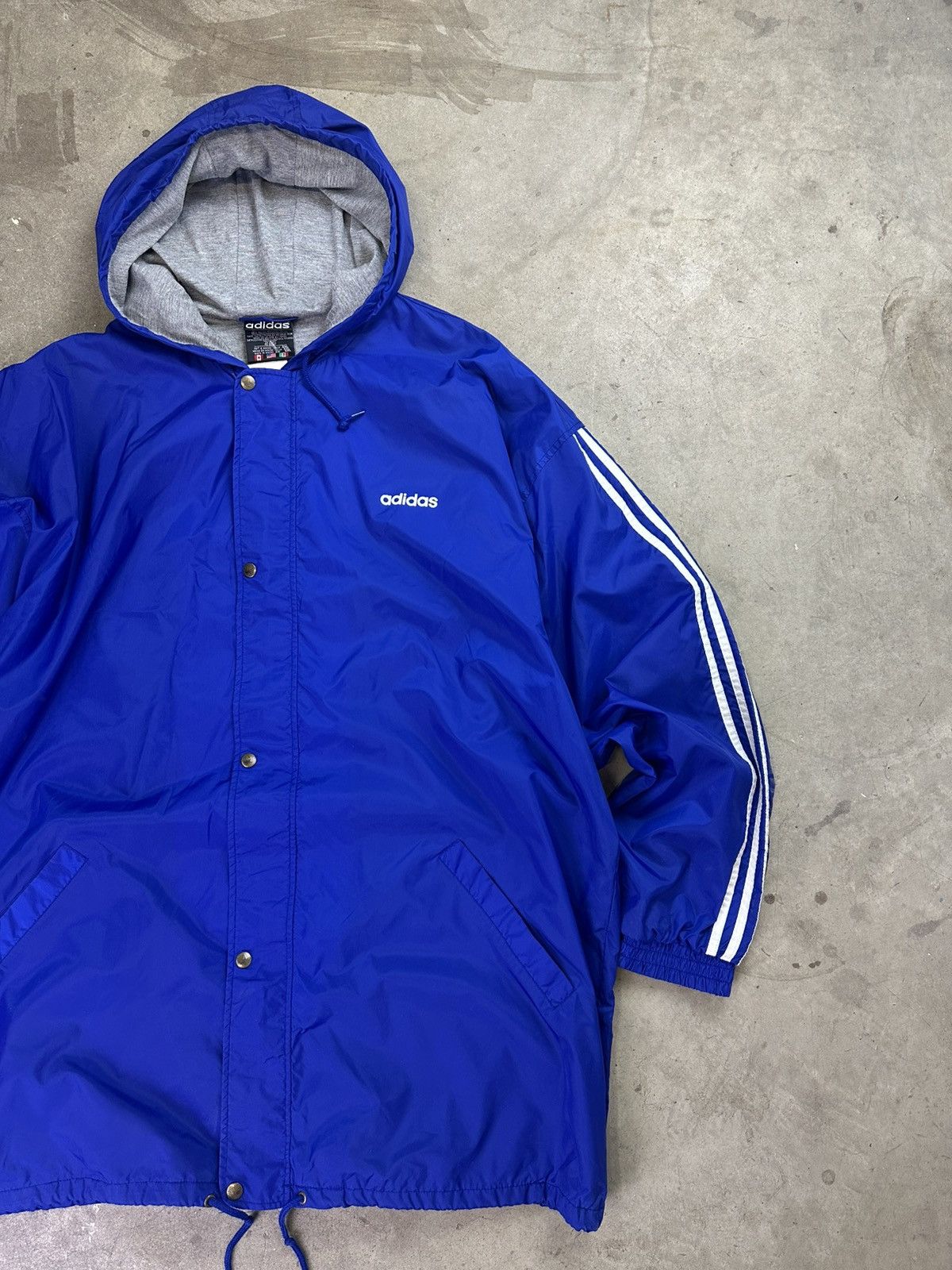 Adidas × Vintage Vintage Adidas Long Windbreaker XXL Blue 90s Size US XXL / EU 58 / 5 - 2 Thumbnail
