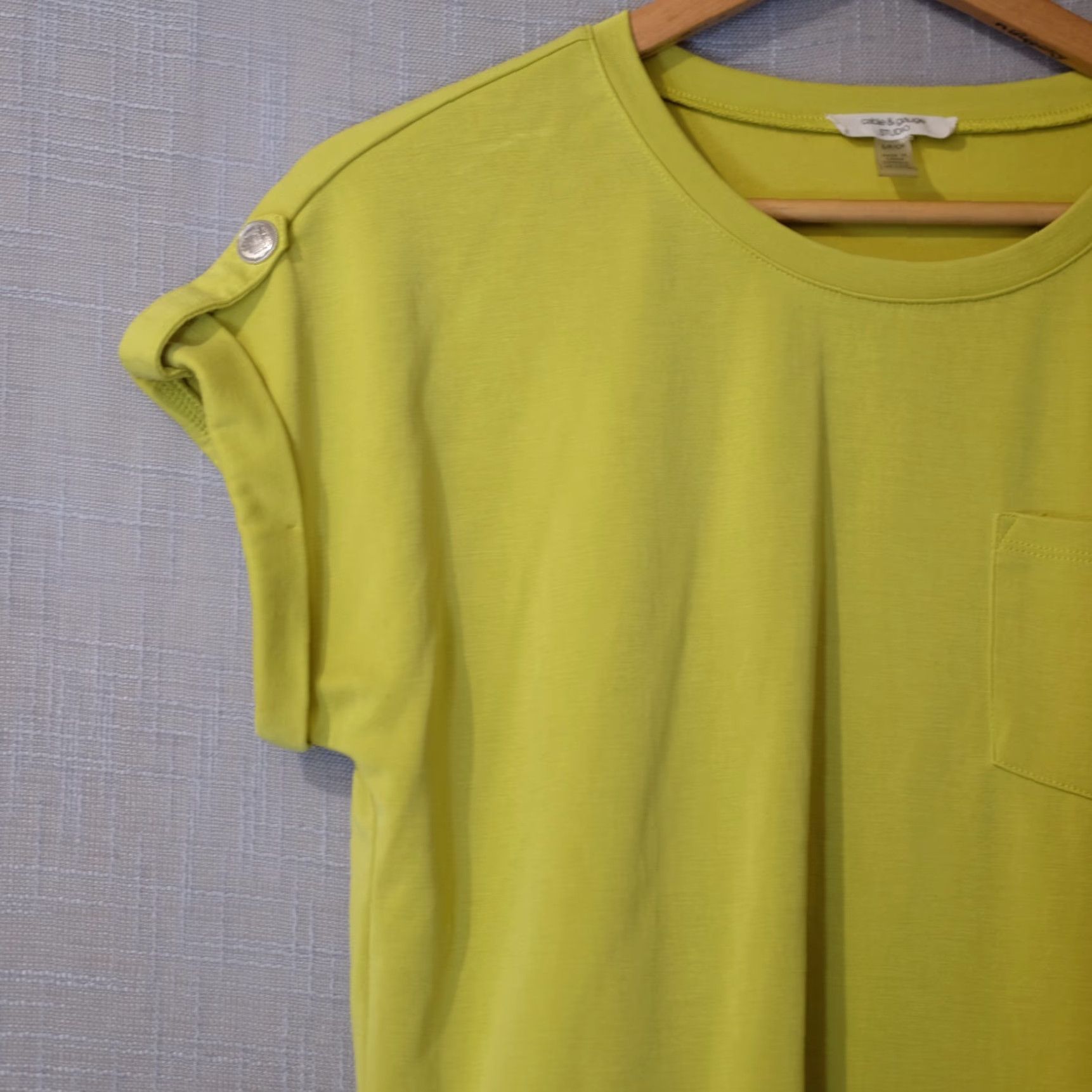Vintage Cable & Gauge T-Shirt Womens S Dolman Sleeve Pockets Relaxed Fit Pale Citrus Short Sleeve Casual Workwear Modern Basic Trending - Mens? Size S / US 4 / IT 40 - 2 Thumbnail