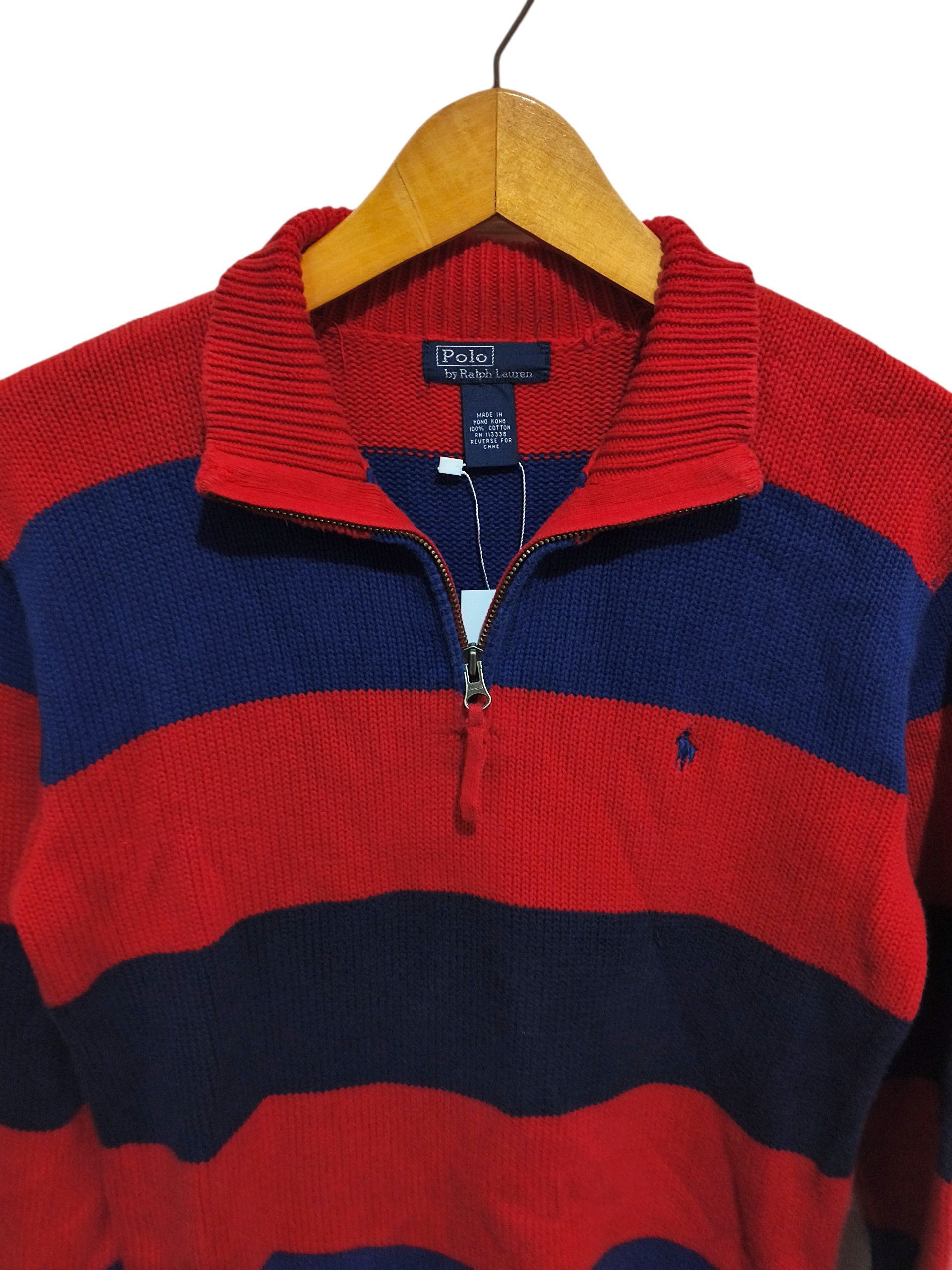 Polo Ralph Lauren 90s Polo Ralph Lauren Striped Half Zip Cotton Sweater Size US XS / EU 42 / 0 - 2 Thumbnail