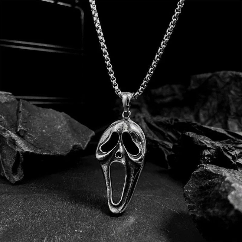 Jewelry Screaming Skull Mask Pendant Necklace Size ONE SIZE - 1 Thumbnail