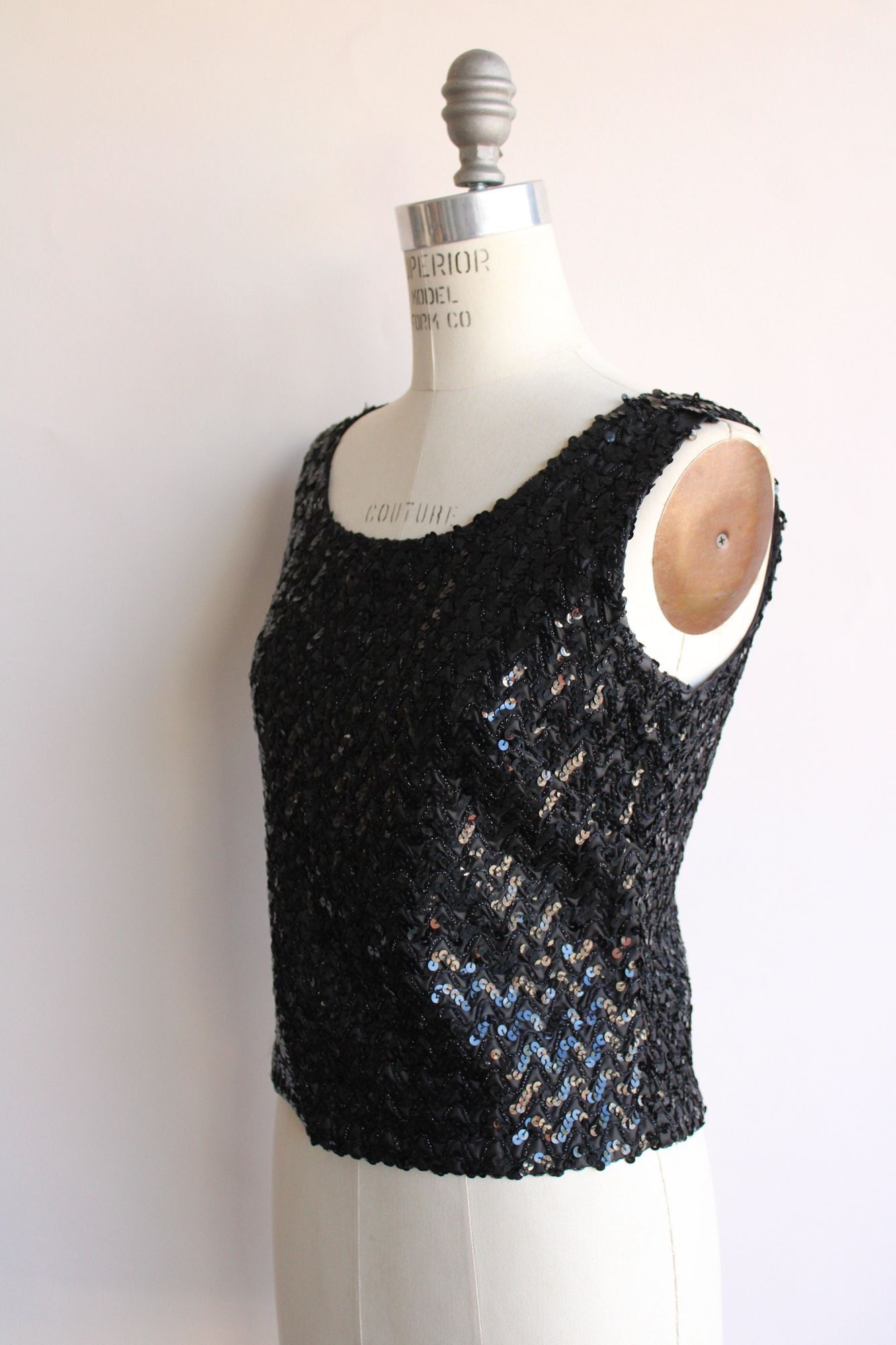 Vintage Vintage 1960s Top, Sequinned Blouse, Beaded Shirt Size L / US 10 / IT 46 - 8 Thumbnail