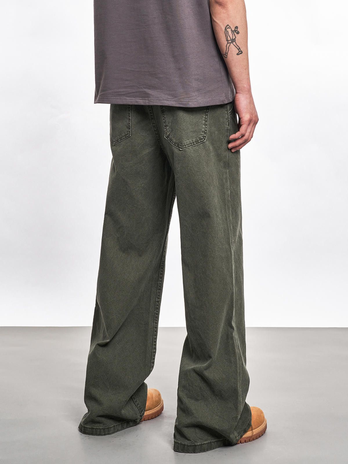 Japanese Brand Wide Leg Baggy Jeans in Olive Green Size US 32 / EU 48 - 5 Thumbnail
