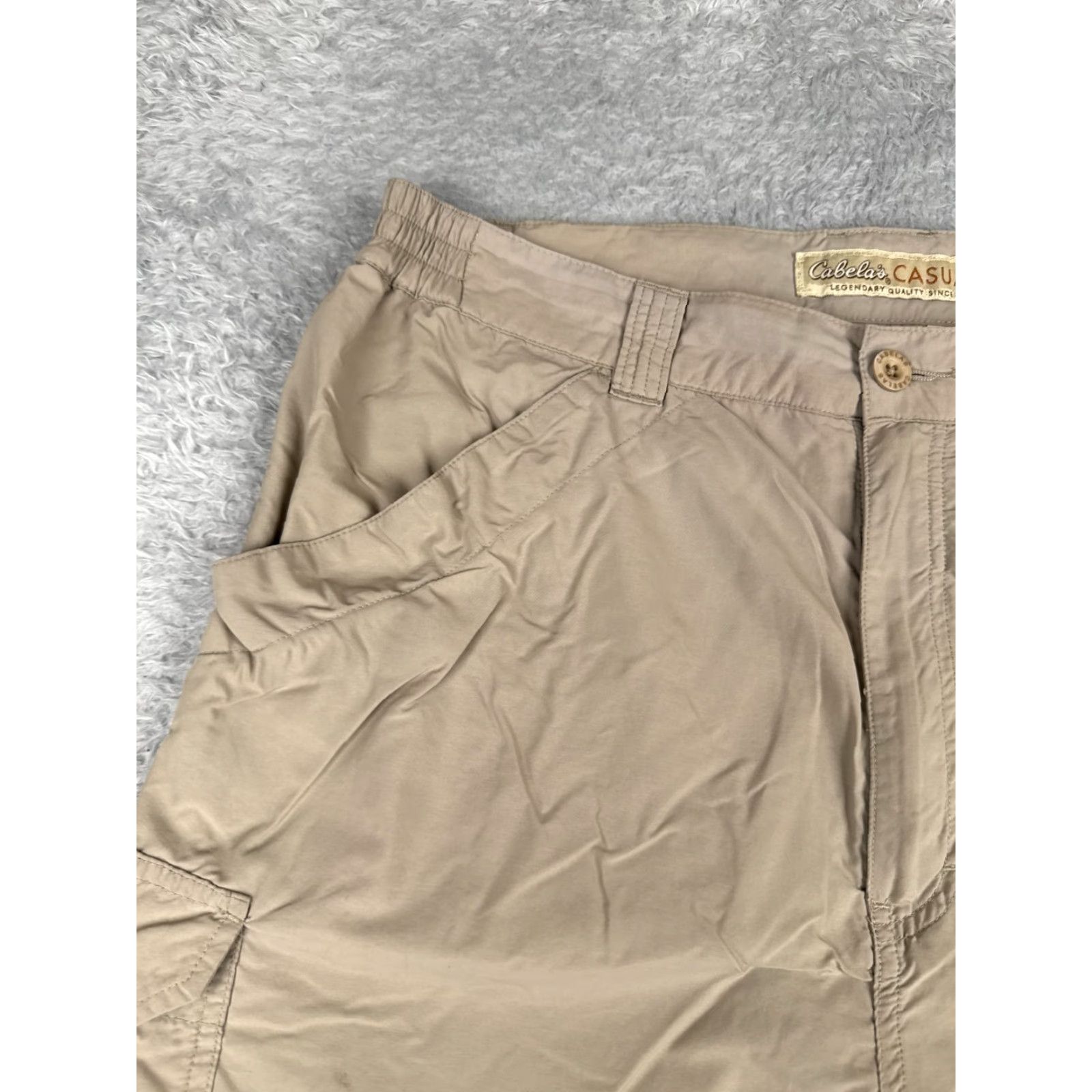 Vintage Cabela's Women's Cargo Shorts Large Beige Nylon Casual Hiking Camp Travel 36x9 Size 36" / US 14 / IT 50 - 4 Thumbnail