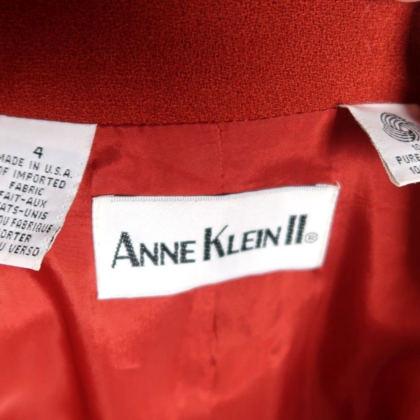 Anne Klein VINTAGE Anne Klein Blazer Jacket Wool 90s Burnt Orange 4 Womens Coat Short Sleeve Button Solid Fall Winter 90s Mens Womens Size S / US 4 / IT 40 - 5 Thumbnail