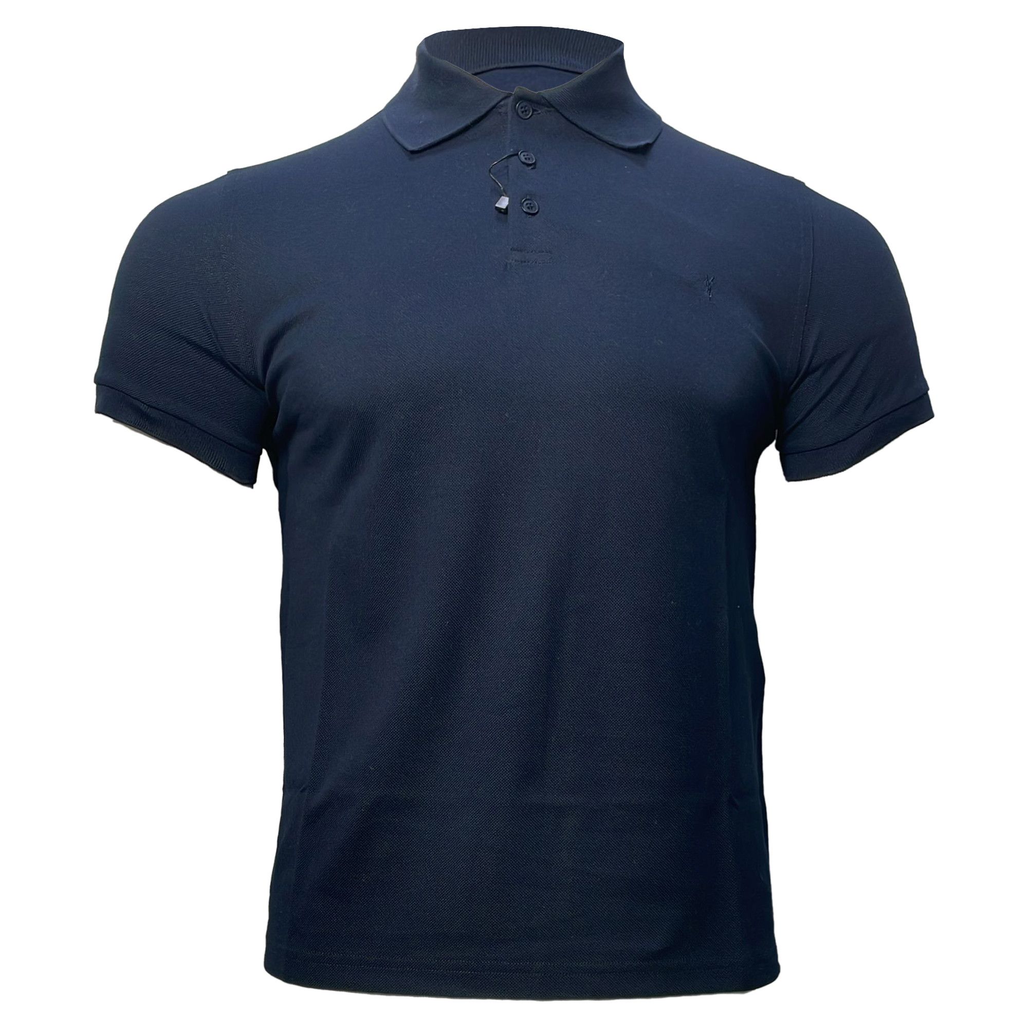 Saint Laurent Paris Saint Laurent Cassandre Embroidered-Logo Polo Shirt in Navy Size US XS / EU 42 / 0 - 1 Thumbnail