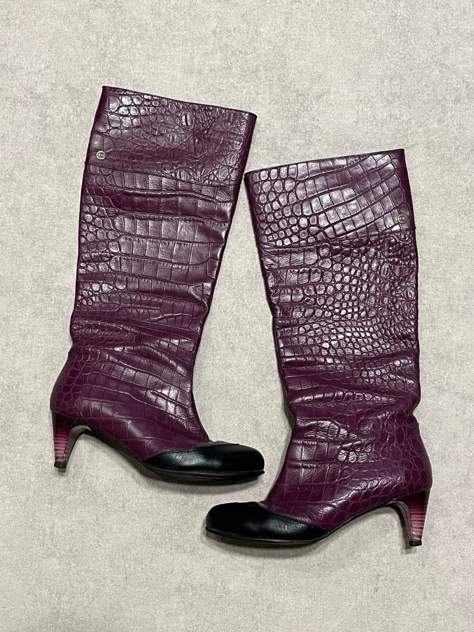 Rare Roberto Cavalli Vintage Women`s Leather Heels Boots 37