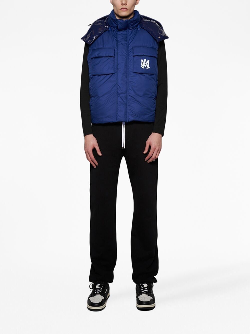 Amiri o1w1db11224 Logo-Embroidery Padded Gilet in Blue Size US XL / EU 56 / 4 - 2 Thumbnail