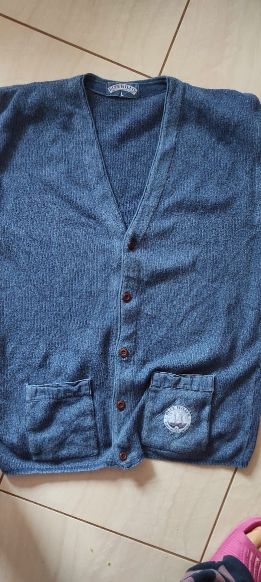 Vintage Blue Willis Spectacular Indigo Jean Denim Cable Cardigan XL Size US L / EU 52-54 / 3 - 6 Thumbnail