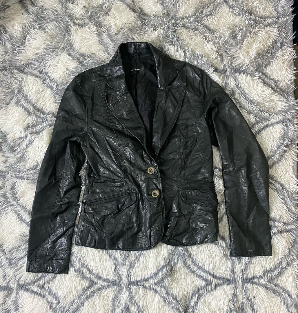 Genuine Leather × Leather Ray Beams Kids Leather Jacket Size XS / US 0-2 / IT 36-38 - 2 Thumbnail
